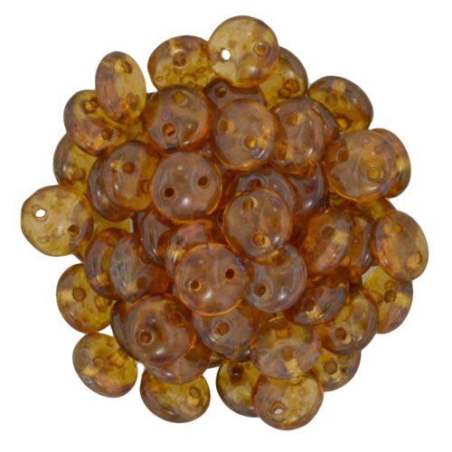 Czechmate 6mm Lentil Glass Czech Two Hole Bead, Milky Pink Picasso