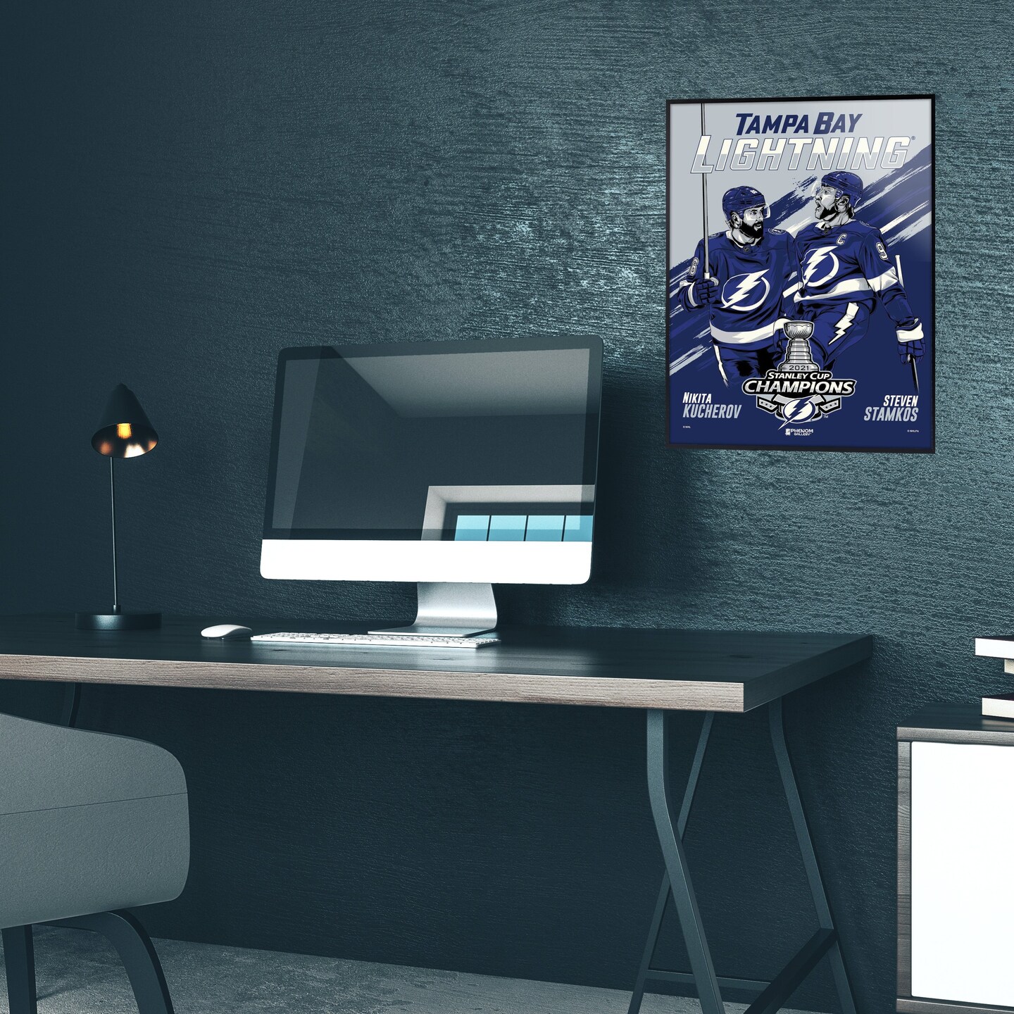 Phenom Gallery Tampa Bay Lightning 2021 Stanley Cup Champions Kurcherov &#x26; Stamkos 18&#x22; x 24&#x22; Serigraph