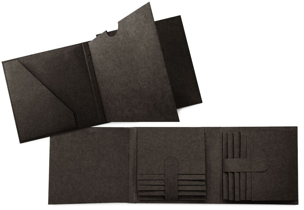 Graphic 45 Staples Trifold Waterfall Folio Album-Black