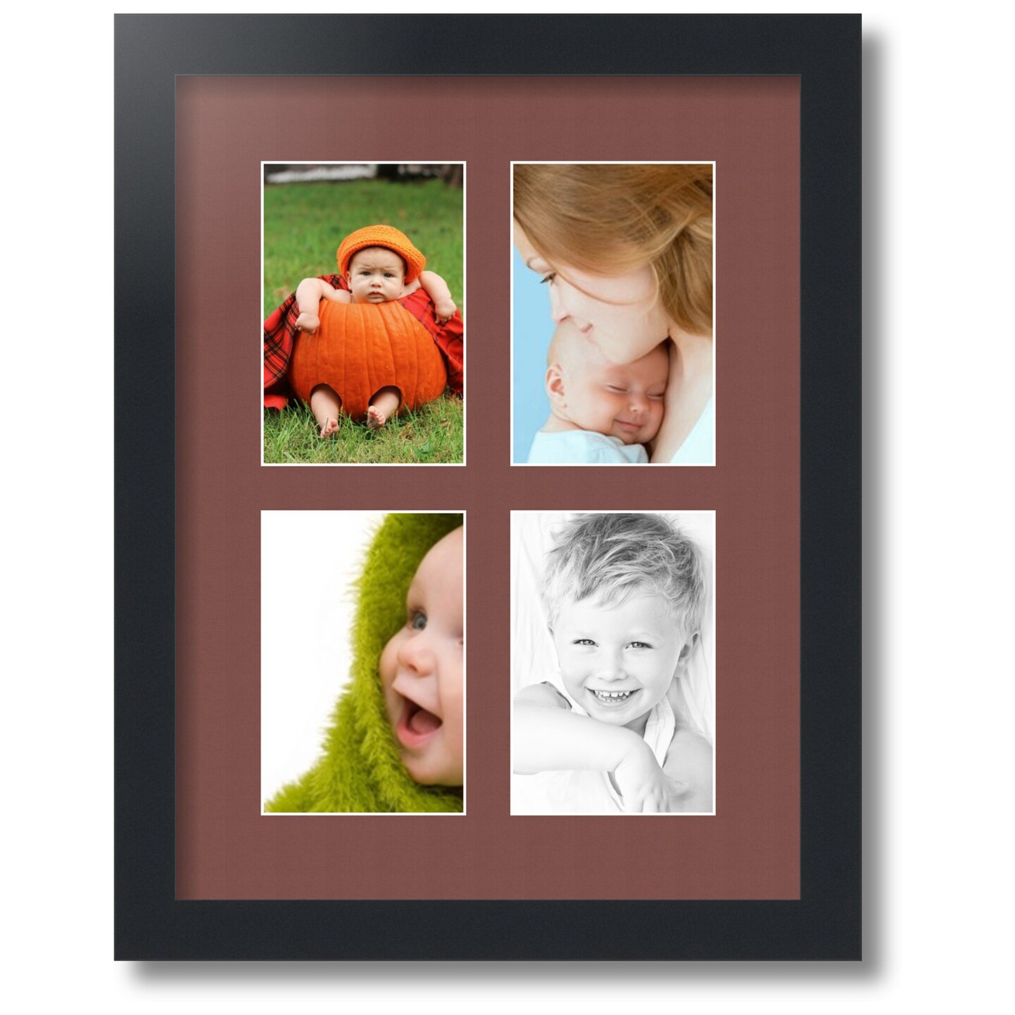 ArtToFrames Collage Photo Picture Frame with 4 - 4x6 inch Openings, Framed in Black with Over 62 Mat Color Options and Regular Glass (CSM-3926-2)
