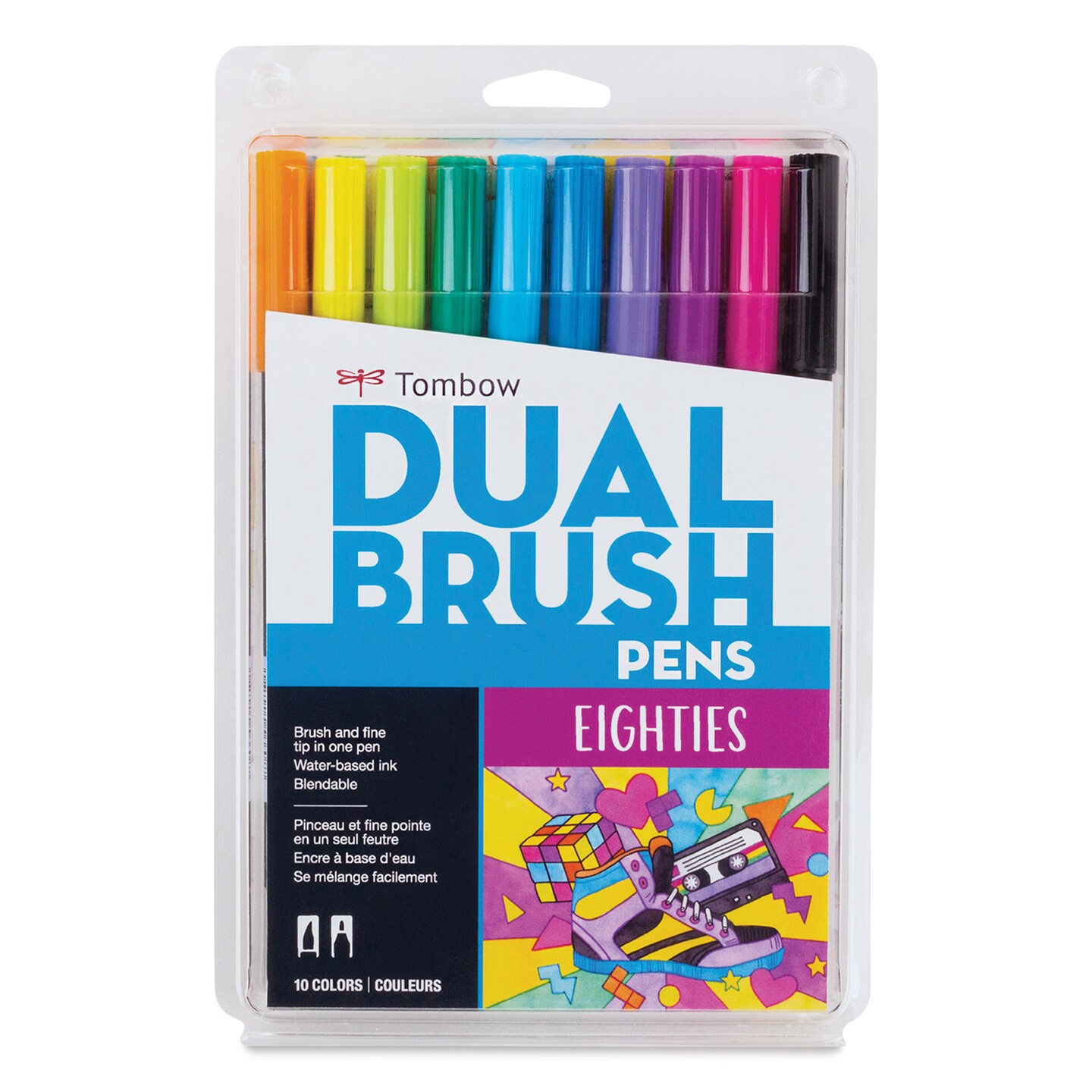 Tombow Dual Brush Pens - Eighties Colors, Set of 10