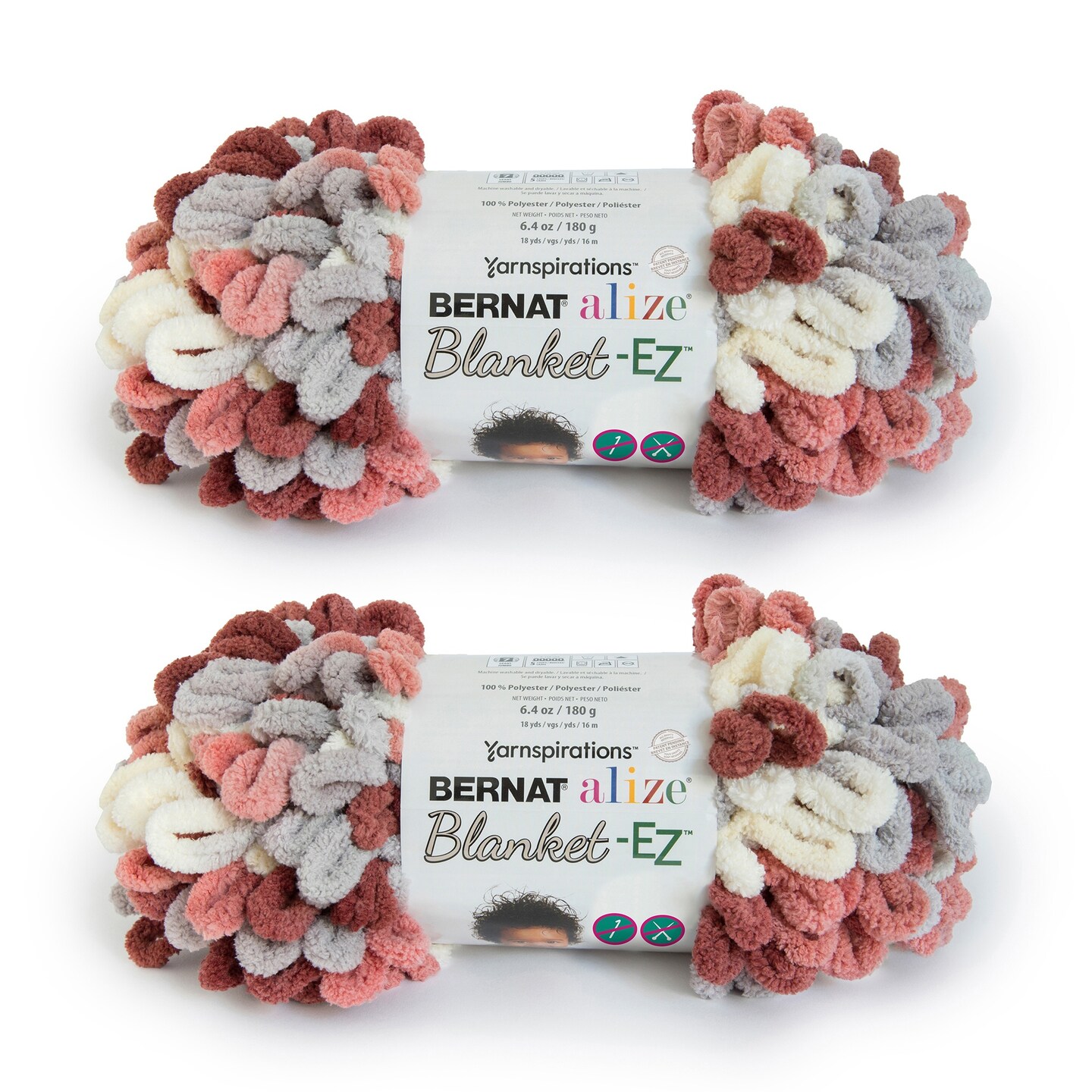 Bernat Alize Blanket Warm Clay Yarn - 2 Pack of 180g/6.4oz - Polyester - 7 Jumbo - 18 Yards - Knitting/Crochet