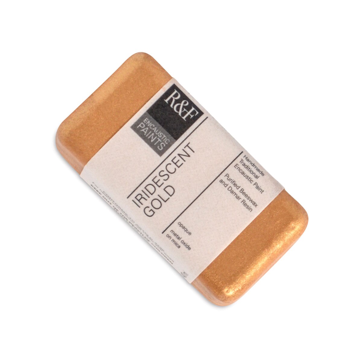 R&#x26;F Encaustic Paint Block - Iridescent Gold, 40 ml block