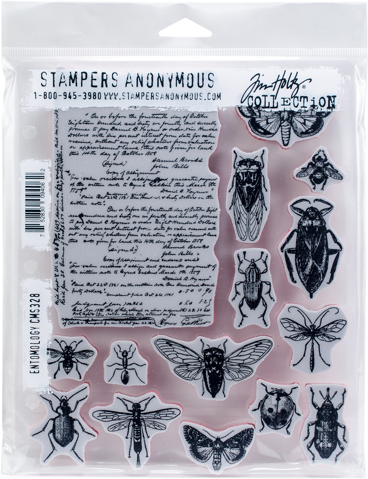 Tim Holtz Cling Stamps 7&#x22;X8.5&#x22;-Entomology