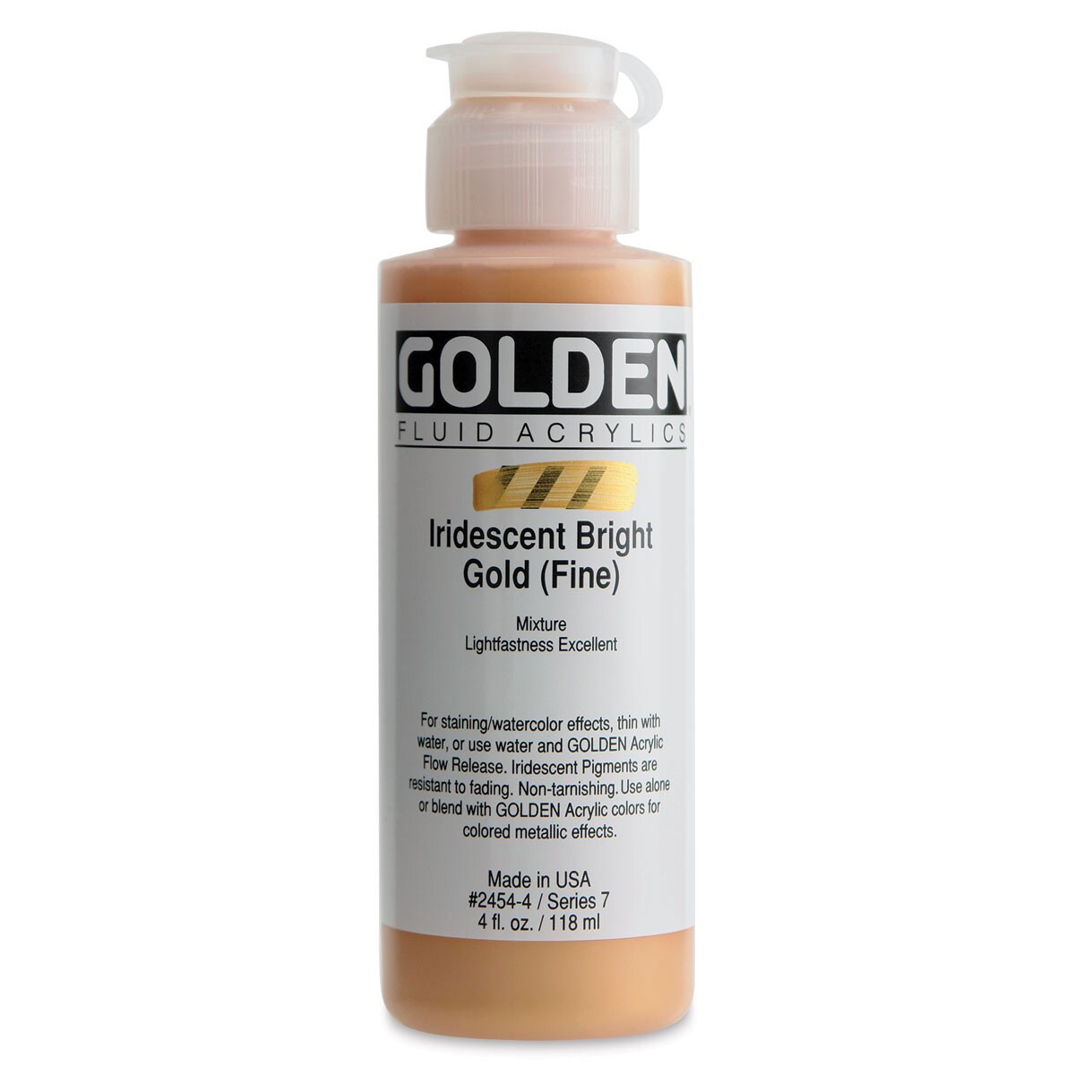 Golden Fluid Acrylics Iridescent Bright Gold (Fine), 4 oz bottle