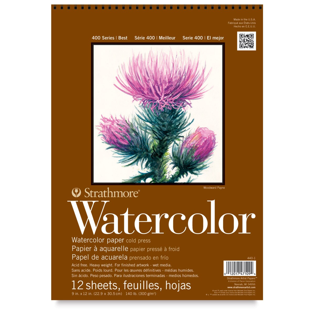 Strathmore 400 Series Watercolor Paper Pad - 9 x 12, Wirebound, 12 Sheets