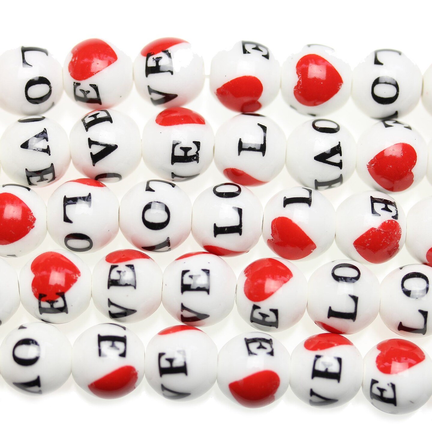 Love Ceramic Beads Round 12mm Beads