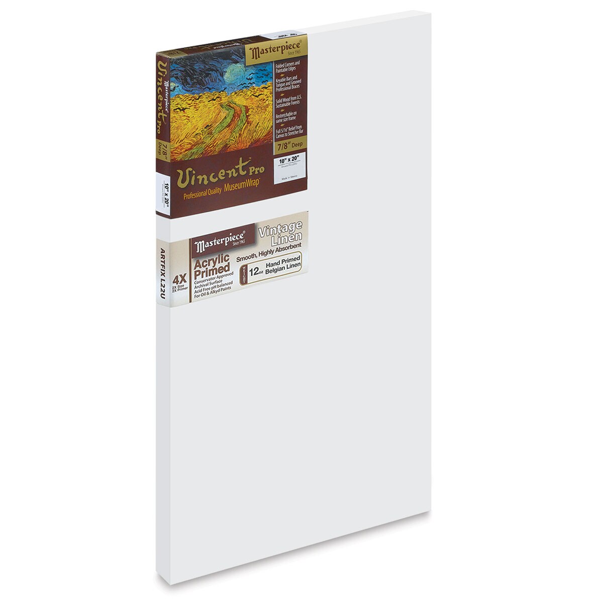 Masterpiece Vincent Pro Artfix Linen Canvas 10" x 20", Acrylic Primed Michaels