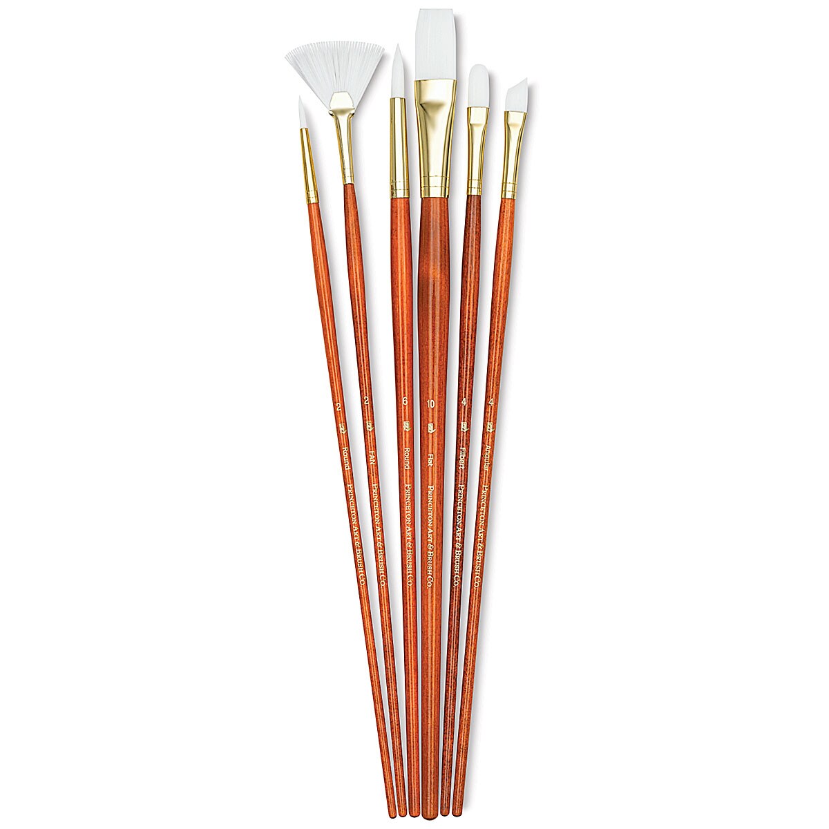 Princeton Real Value Brush Set - 9156, White Taklon, Long Handle, Set of 6