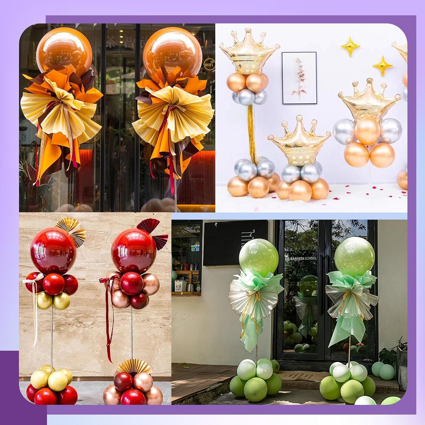 Balloon Column Kit Set Of 2, Balloon Stand for Floor with Base and Metal Telescopic Pillar(6.6ft Adjustable Height)for Birthday,Graduation,Baby Shower, Wedding Party Decoration