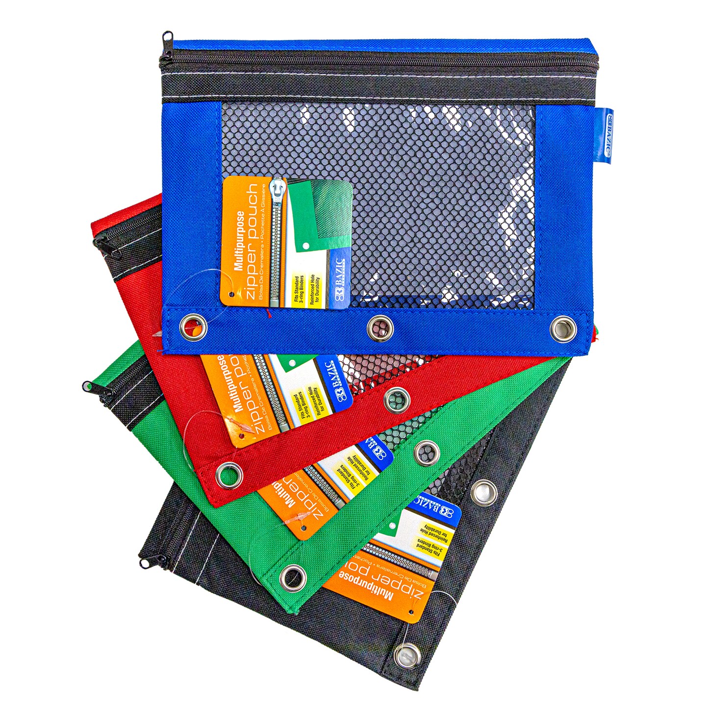 BAZIC Pencil Pouch 3-Ring w/ Mesh Window