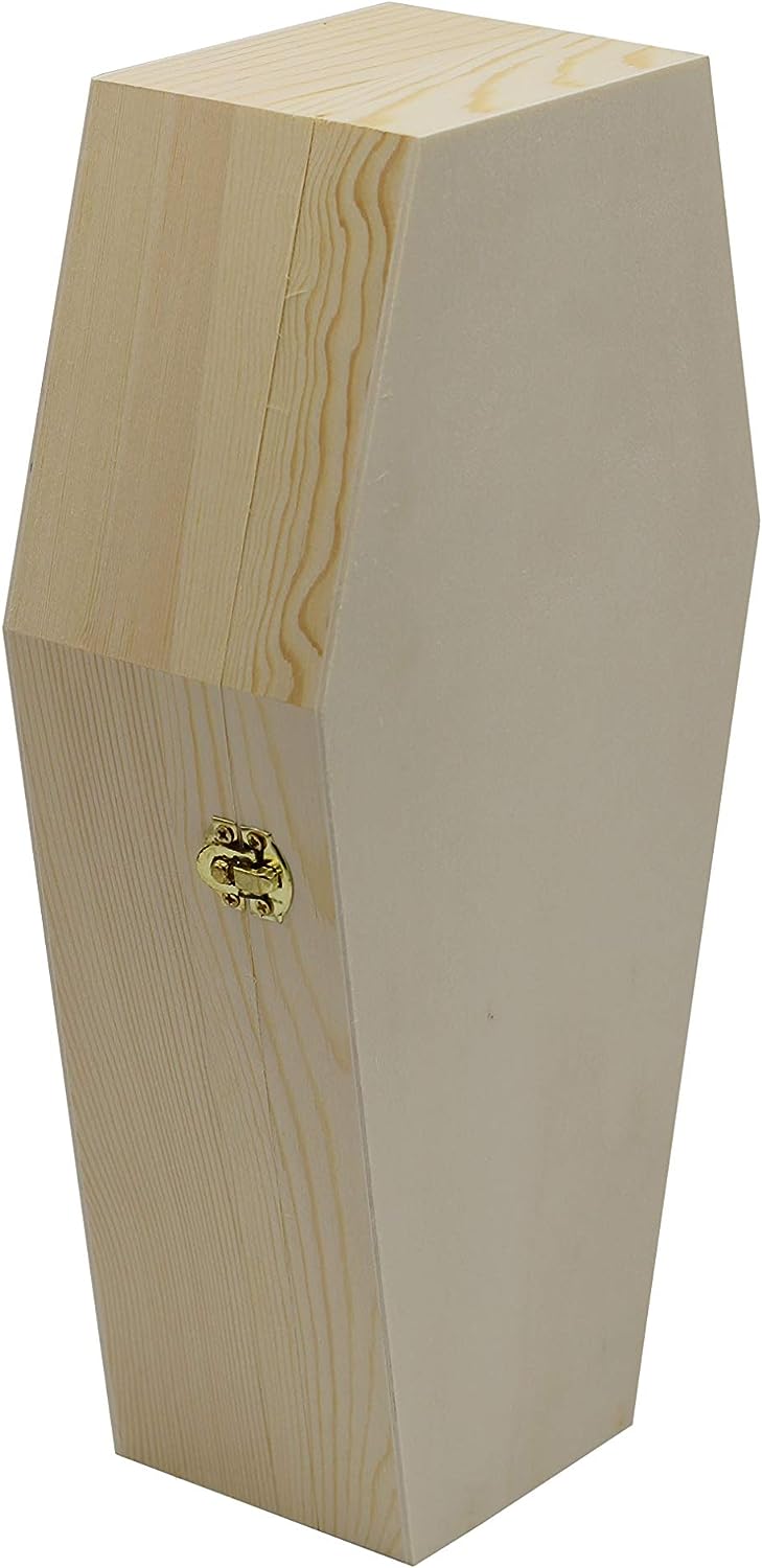 12 Inch Halloween Coffin Box, Fillable Hinged Box for Halloween Décor, Party Favor, Goth, Decoration, Coffin Ring Box, Pet Casket