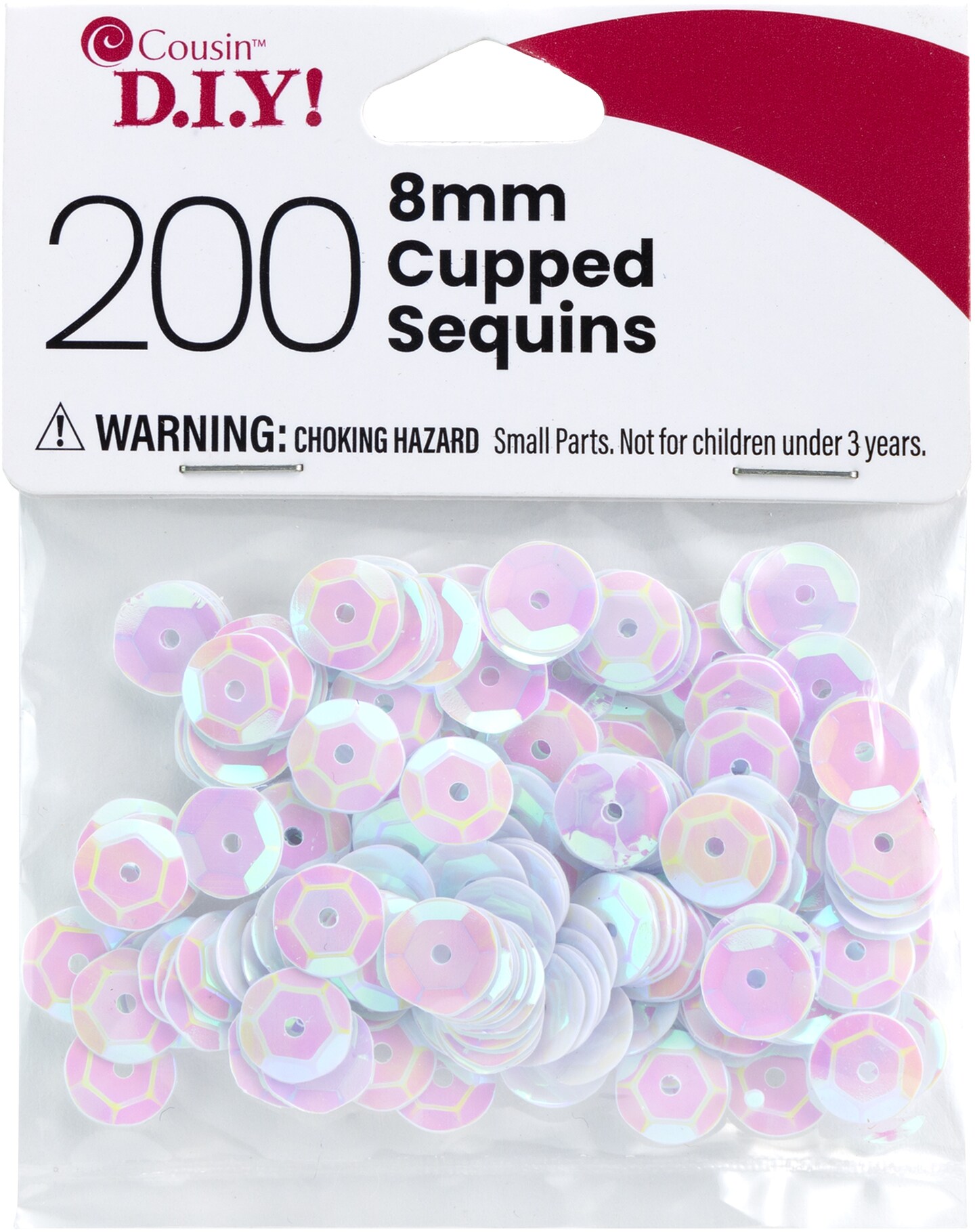 CousinDIY Cupped Sequins-White Iridescent, 8mm 200/Pkg