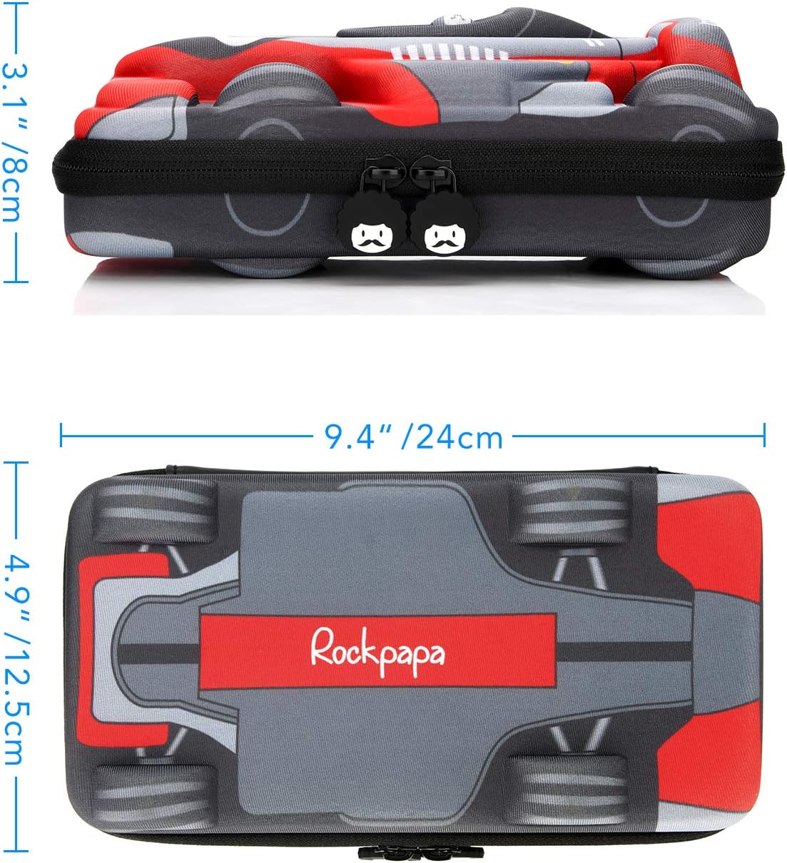 Large-Capacity Race Car Pencil Case, Pencil Box, Storage Box for School Students Boys Teens Kids Toddlers Grey Red