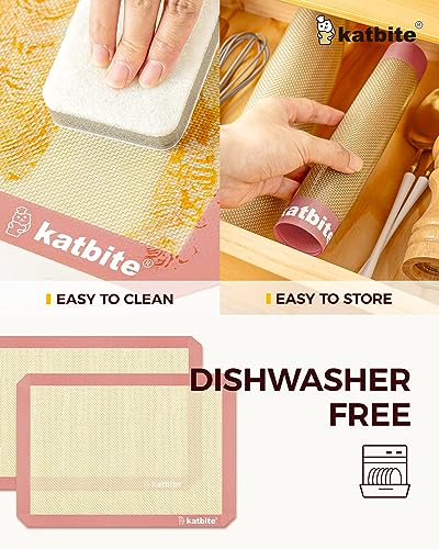3 Pieces  Silicone Baking Mat Colorful Collection - Set of 3: 2 Half Sheets Mats (11 5/8&#x22; x 16 1/2&#x22;) + 1 Quarter Baking Sheet, Reusable &#x26; Nonstick Bakeware Mats for Cookies, Macarons, Bread (Pink)
