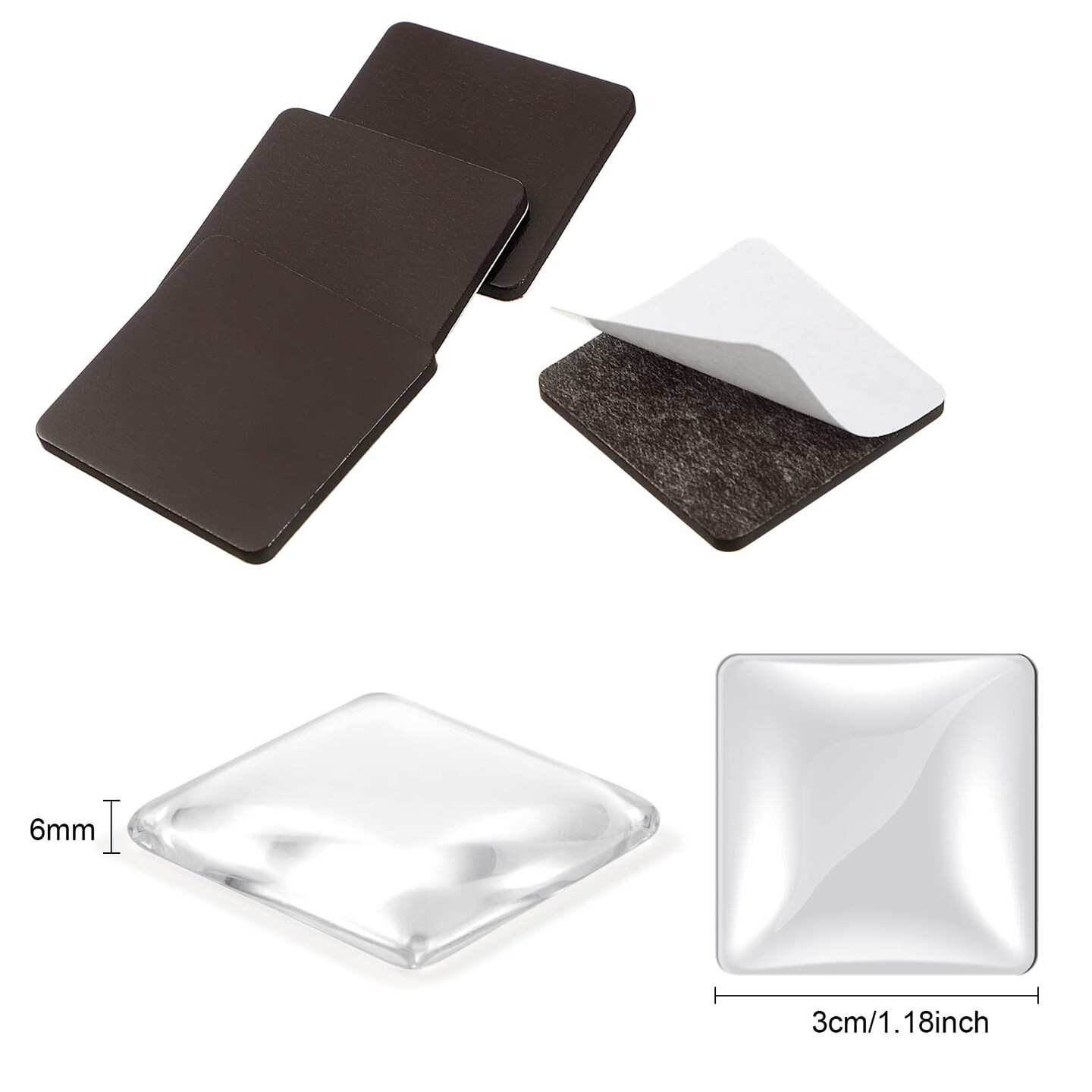 72 PCS Craft Magnets Glass Ceramic Ferrite Magnet with Adhesive Backing and Transparent Clear Glass Cabochons for DIY Craft Fridge Refrigerator Magnets Pendants(Square,1.2 Inch)