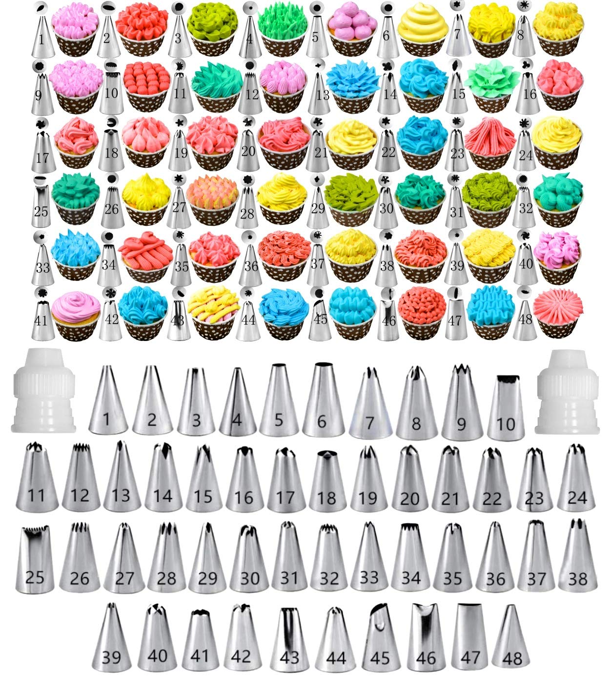 48 Pieces Cake Decorating Tips and Icing Piping Tips Coupler With Piping Tips Instructions