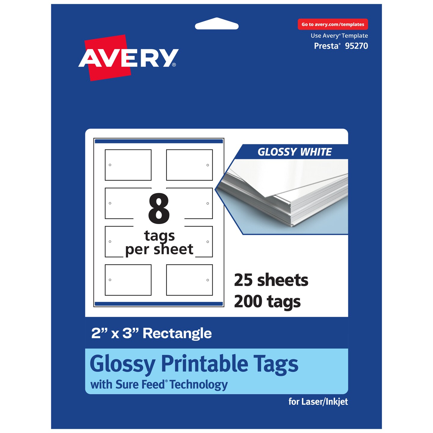 Avery 2&#x22; x 3&#x22; Rectangle, Glossy White Printable Tags