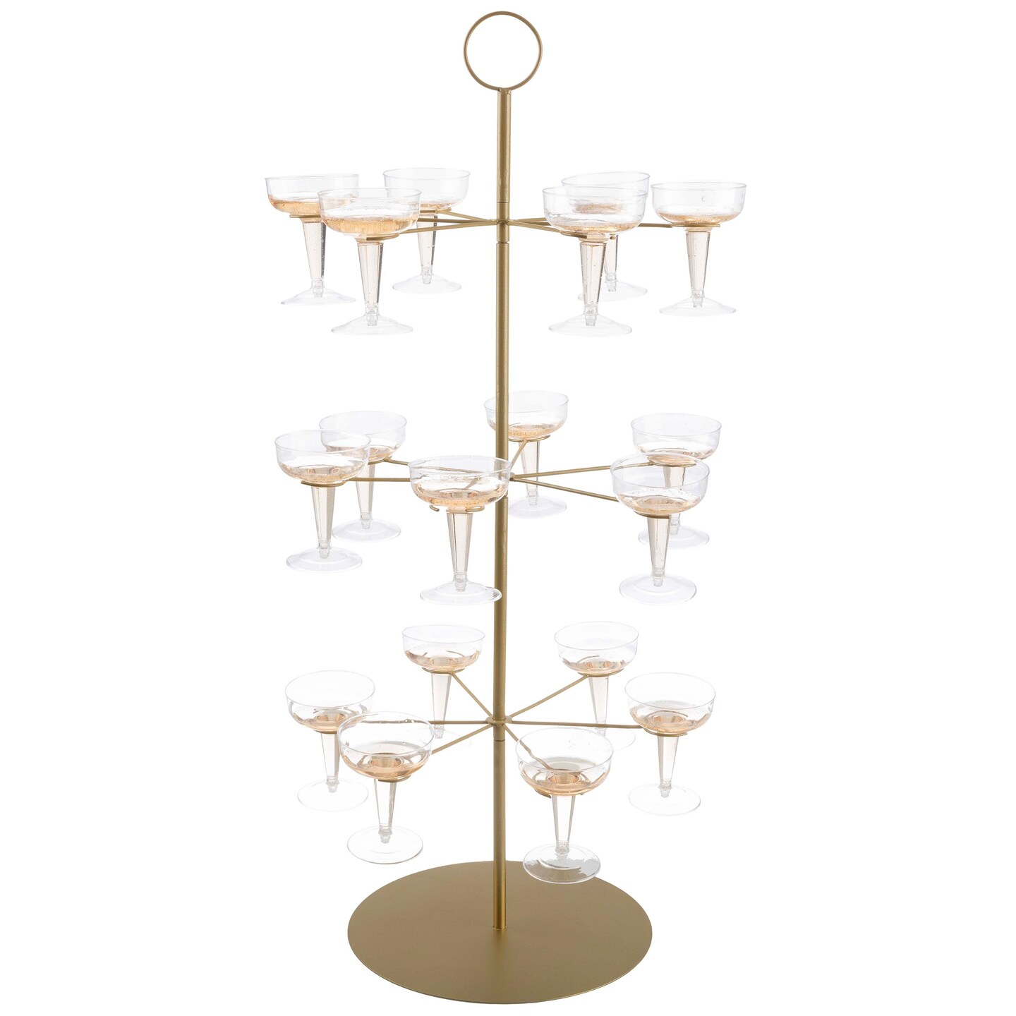 Lavish Home 3-Tier Champagne Tower Gold Stemware Stand Holds 18 Glasses