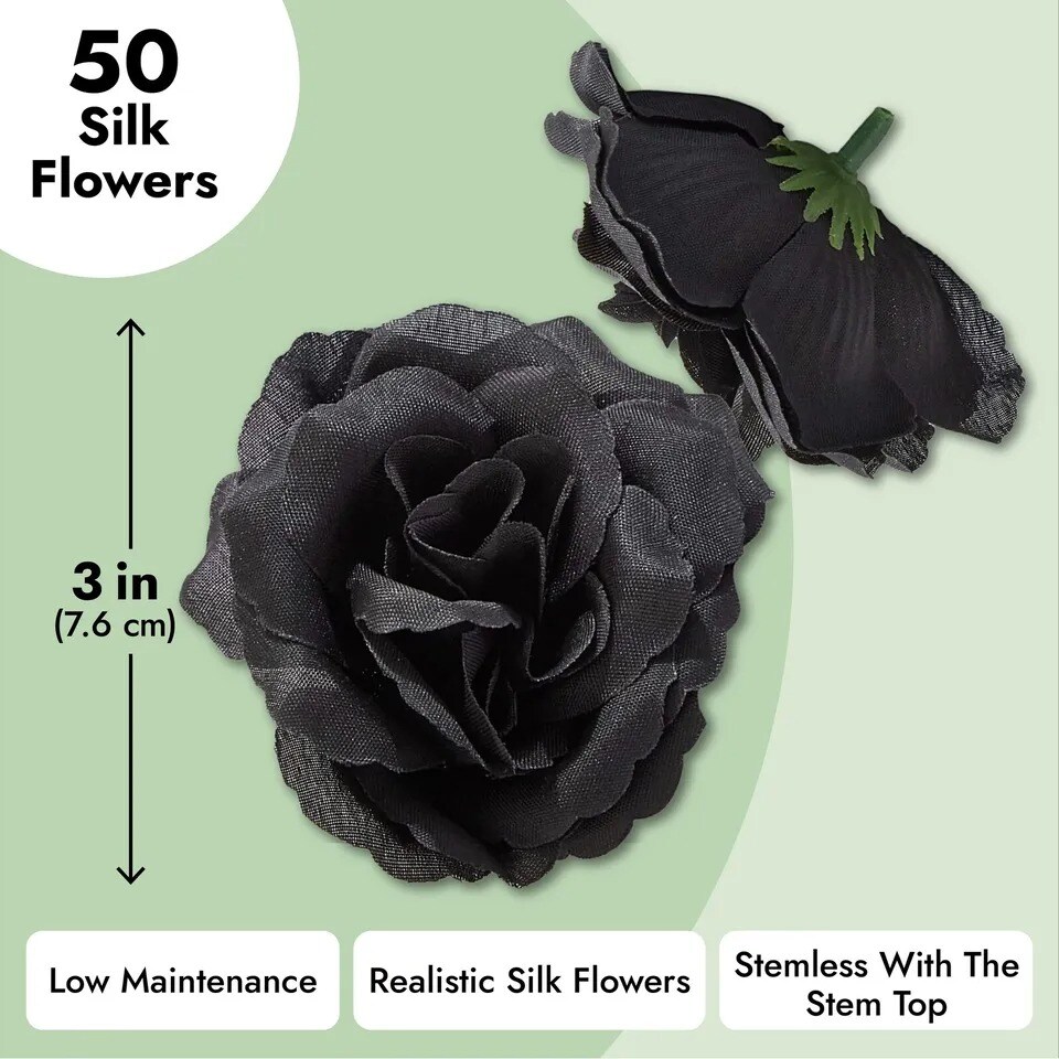 50 Pack Stemless Artificial Silk Roses