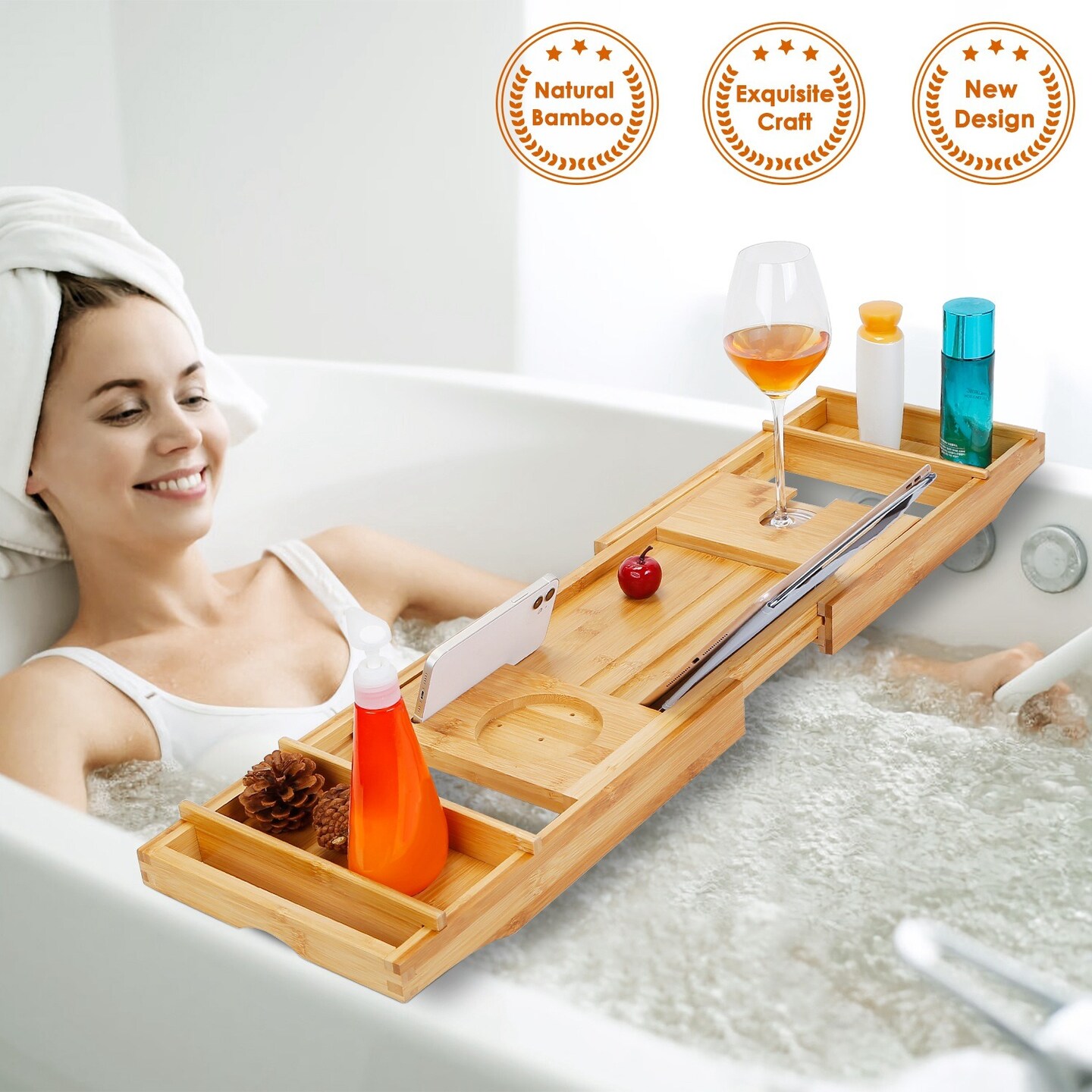 Bamboo Bathtub high quality Caddy