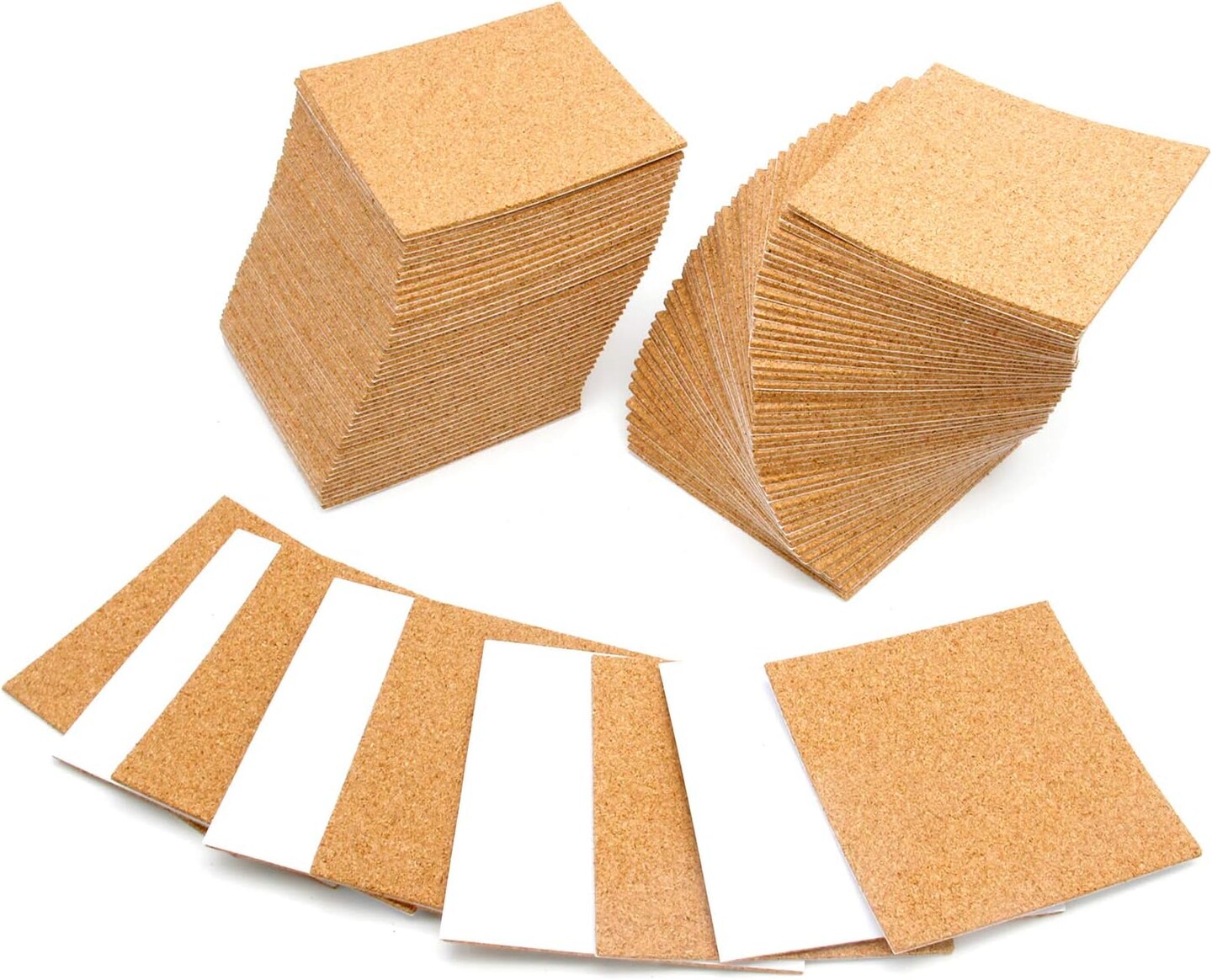 100 Pcs Self-Adhesive Cork Sheets 4"x 4" for DIY Coasters, Cork Board Squares, Cork Tiles, Cork Mat, Mini Wall Cork Board with Strong Adhesive-Backed