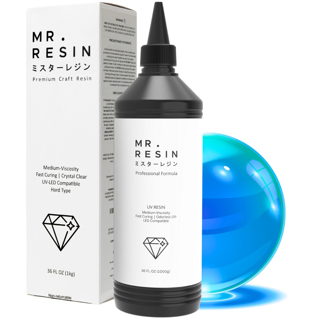 Mr.Resin™ Original Craft UV Resin 36oz (1kg) Crystal Clear Hard Type UV Resin for Jewelry Making, Rock Painting & More