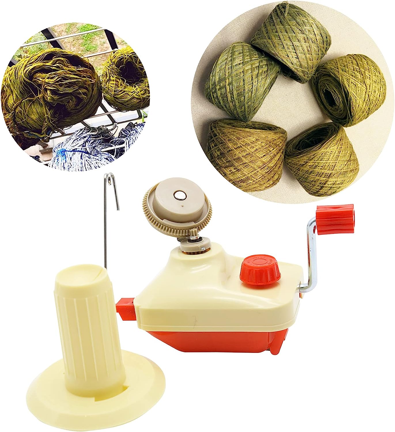 Manual Yarn Ball Winder with Metal Handle and Tabletop Clamp