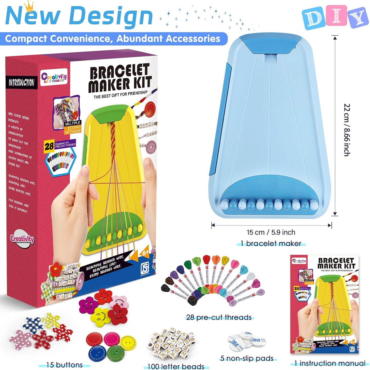 Friendship Bracelet Making Kit - Arts &#x26; Crafts Gift for Kids Ages 6-12