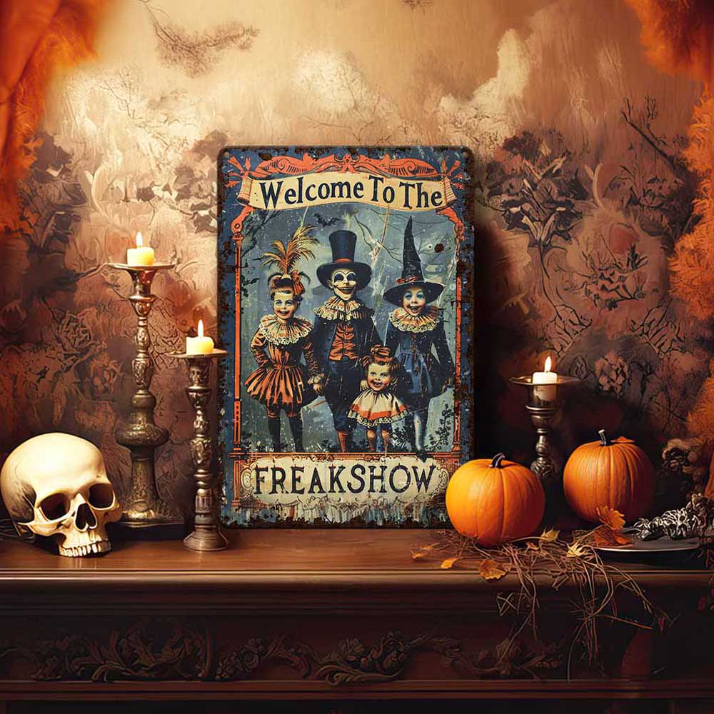 Primitive Halloween Decor - Metal Victorian Art Sign Decoration