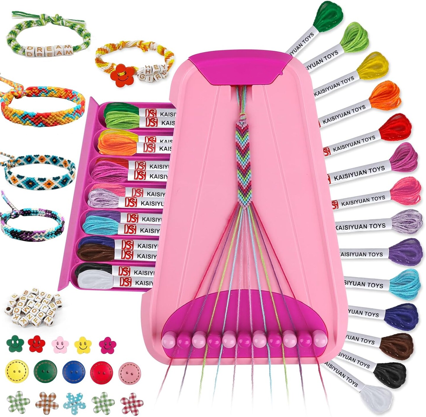 Friendship Bracelet Making Kit with 28 Pre-Cut Threads