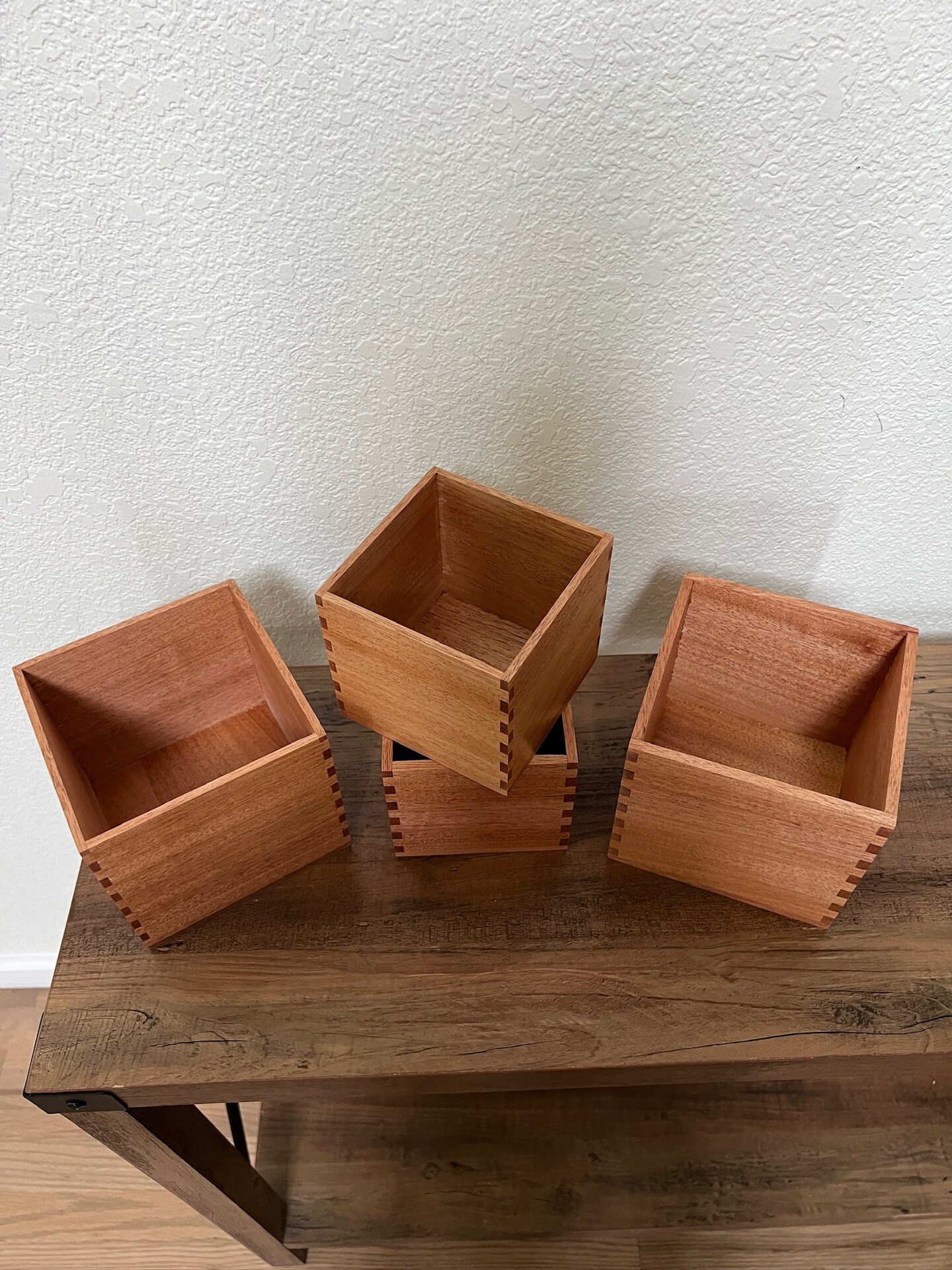 Handmade solid African mahogany hardwood for self-watering planters - indoor planter box - plant container - wooden box product 3