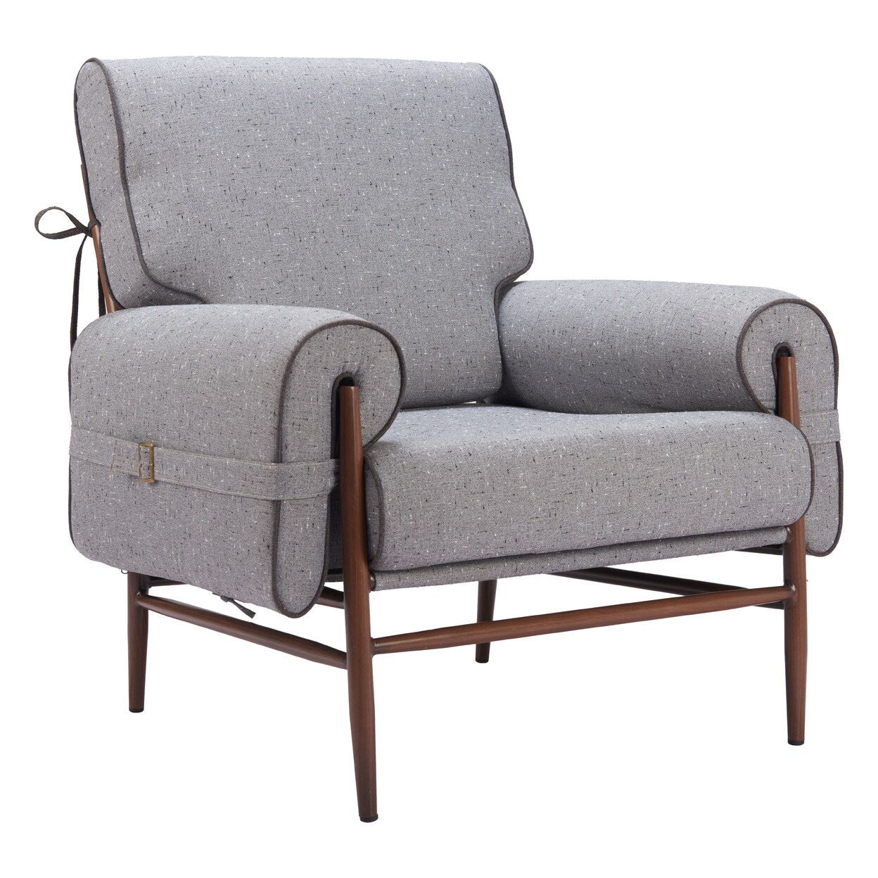 Klem Accent Chair Gray Polyester Modern Design Durable Steel Frame