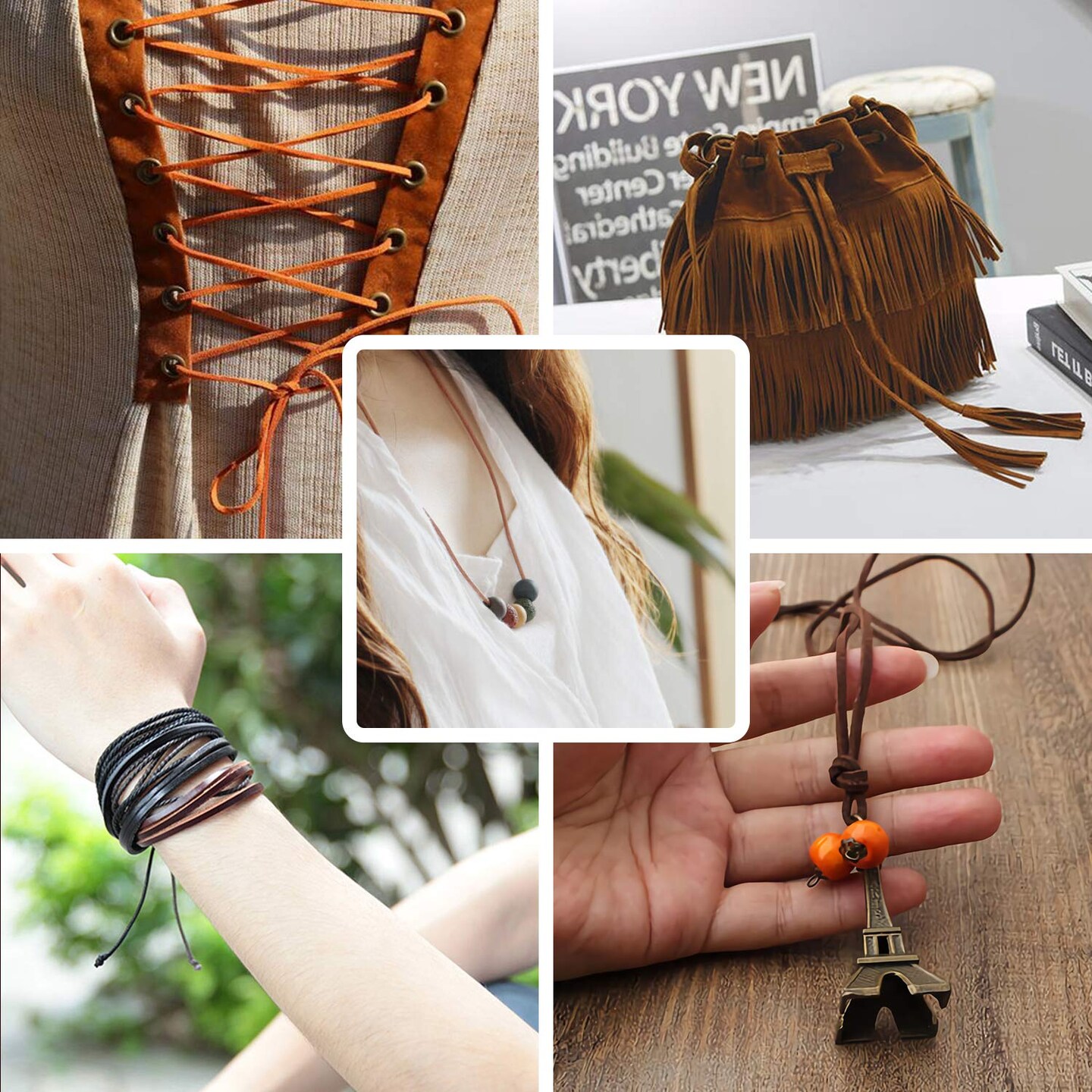 55 Yards 2.6mm Suede Cord Faux Leather Cord String Rope Thread for Bracelet Necklace Beading Jewelry DIY Crafts (5 Colors)