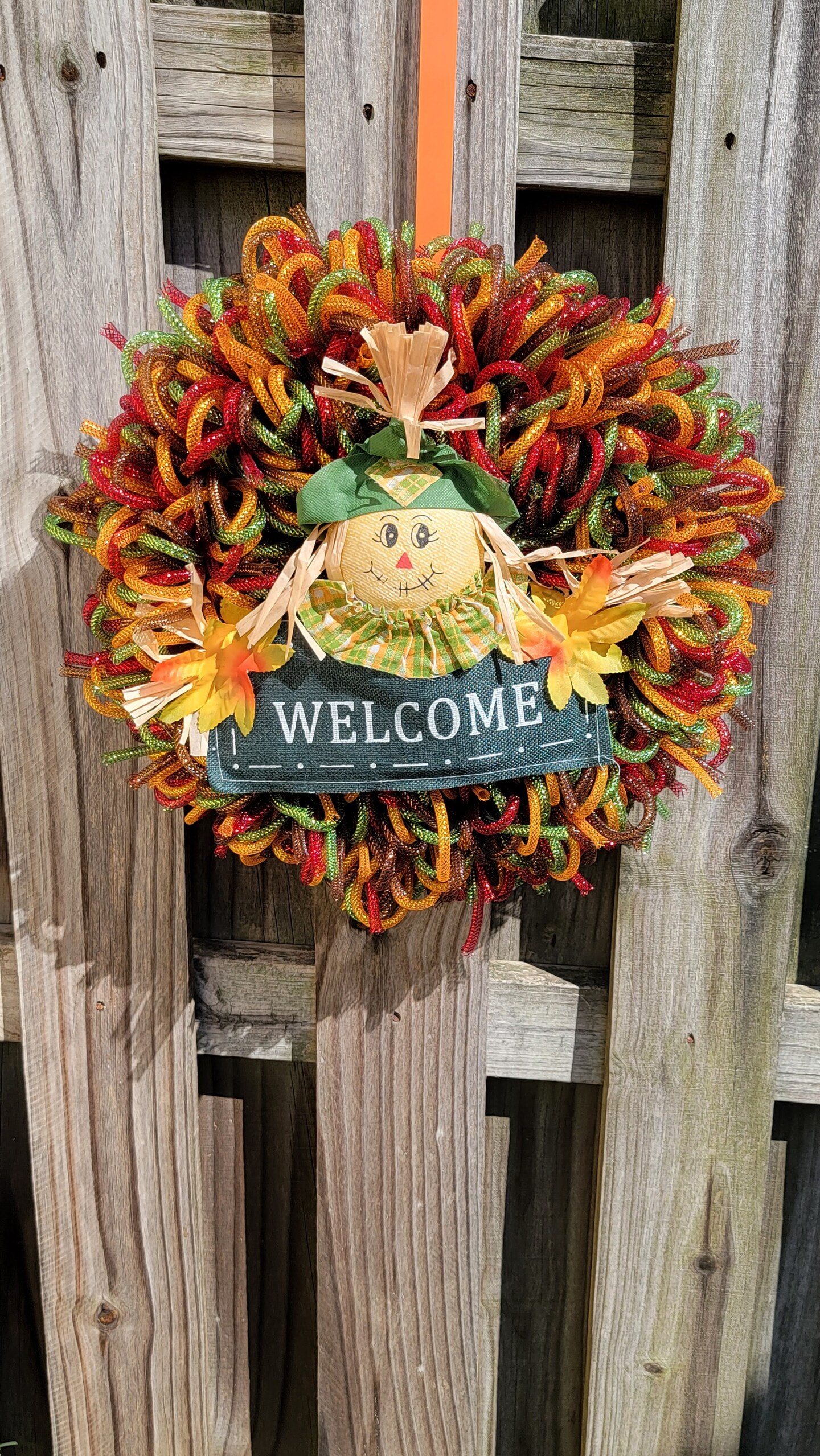 Scarecrow Wreath | Fall Wreath | Fabric Wreath | Welcome Wreath| 12 Inch Wreath buying