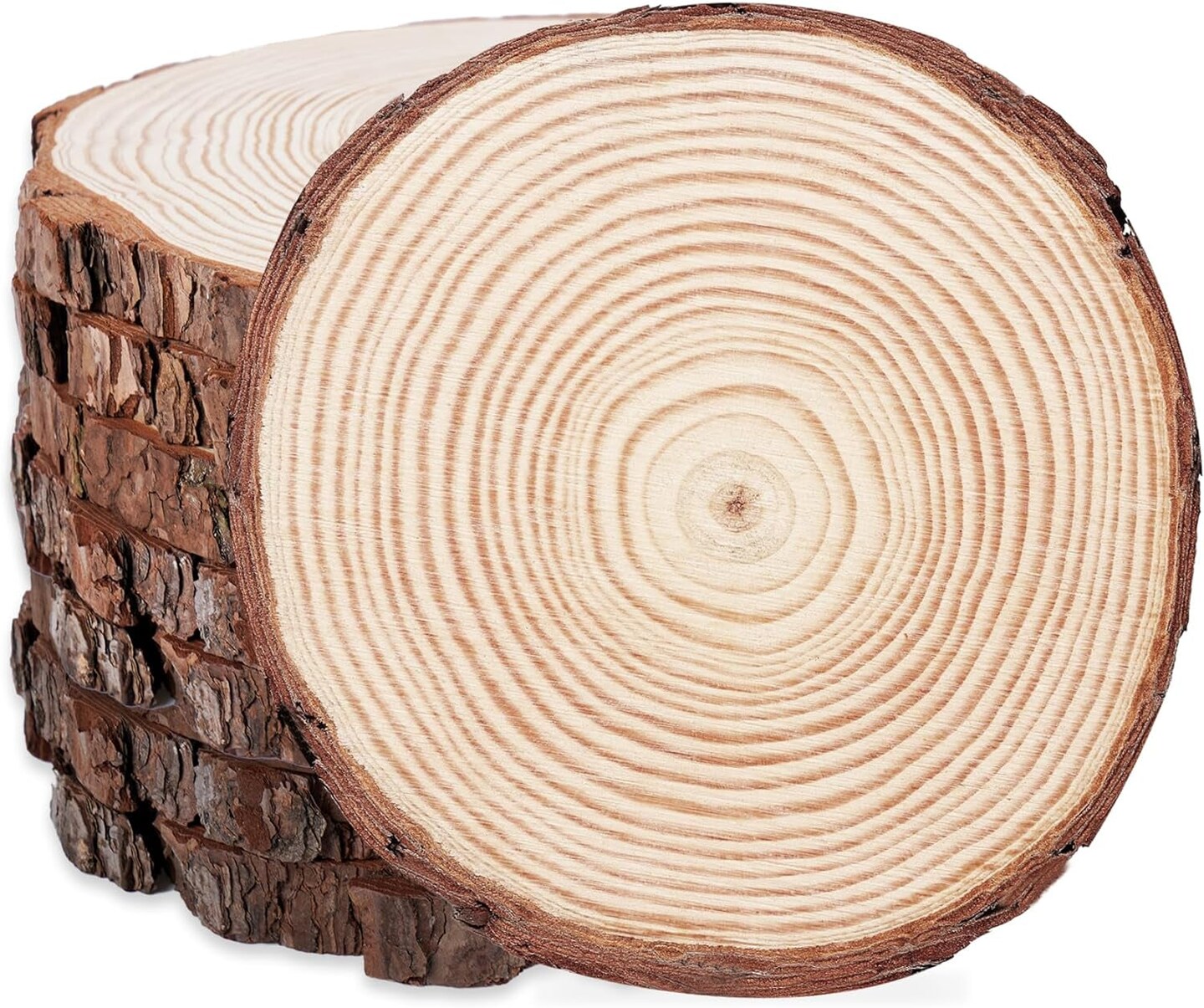 Natural Wood Slices 30Pcs 3.1&#x27;&#x27;-3.5&#x27;&#x27; Unfinished Wood Crafts with Pre-Drilled Hole, Wood Slices Ornaments for Christmas DIY Rustic Crafts Wooden Circles Coasters Wedding Decor, 33 Feet Twine