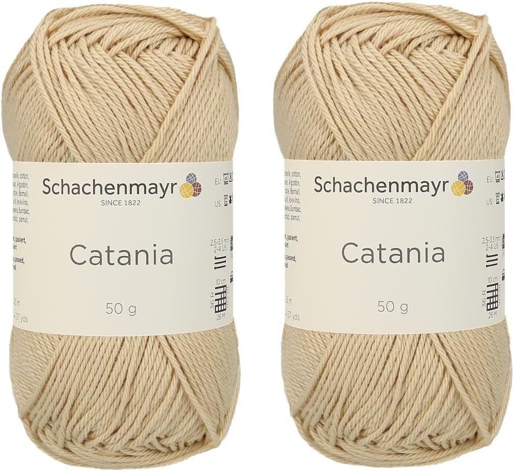 [ Set of 2 Skeins ] SMC Catania Originals 100% Mercerized Cotton Yarn, Total 3.52 Oz. Each 1.76 Oz (50G) / 136 Yrds (125 M) Amigurumi Yarn Fine-Sport 2 (106 White)