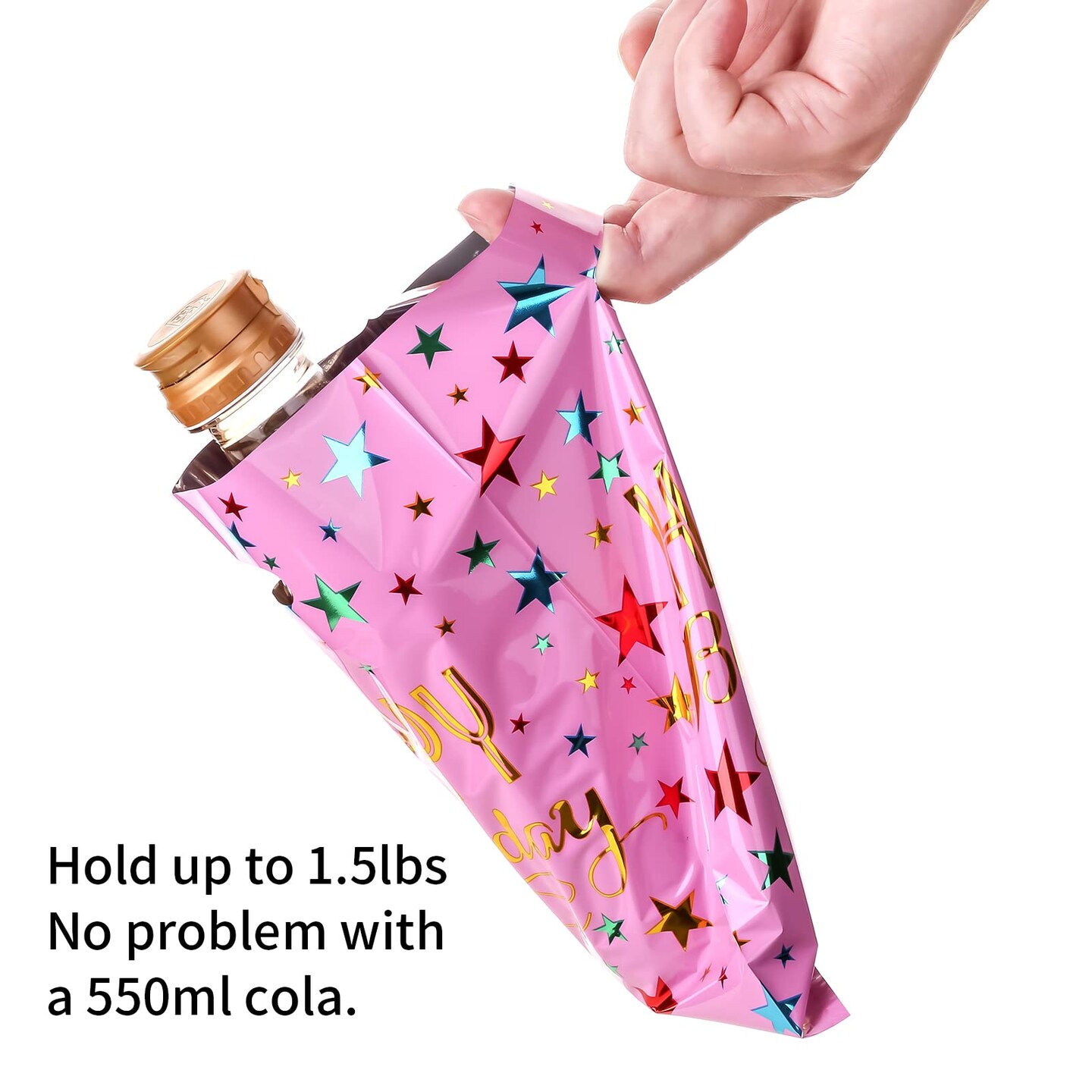 40 Pieces Medium(6.7 * 9.8inch) Happy Birthday Party Favor Bags Plastic Goodies Loot Bags Bulk for Kids Baby Girls &#x26; Boys Birthday Return Gift (B Style 40 Packs)