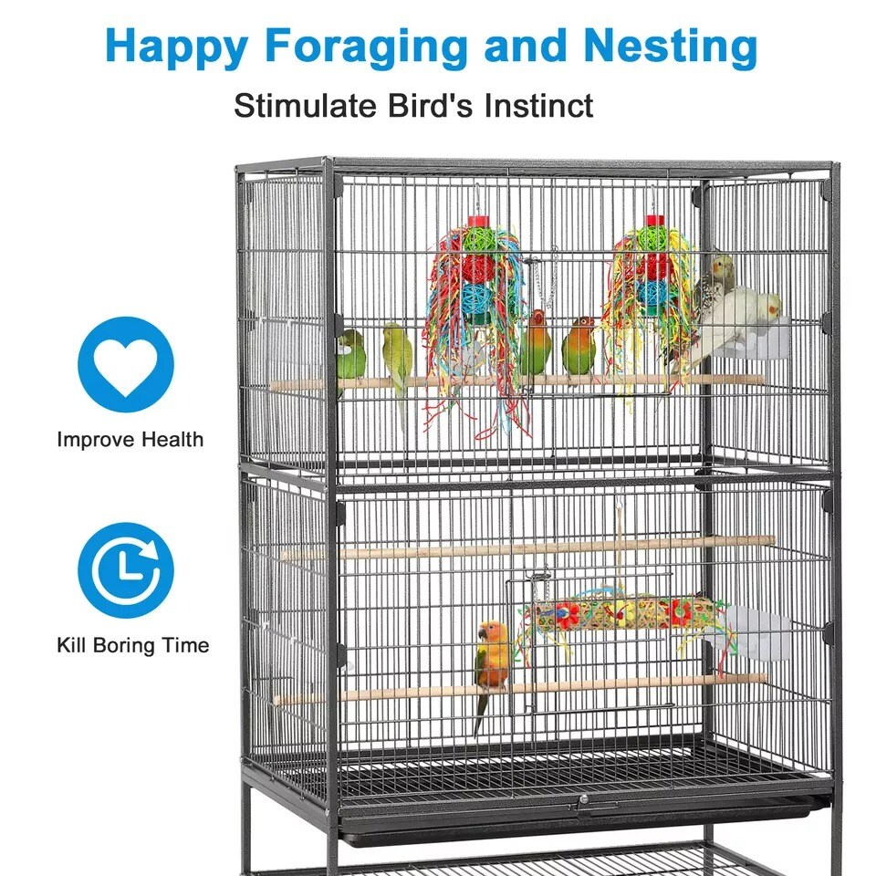 3Pcs Bird Chewing Toy Parrot Cage Foraging Shredder Toy Hanging Loofah Safe Play