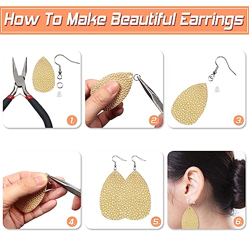 150 Pieces Hypoallergenic Earring Hooks Mixed Colors Ear Wire Hooks Earring Making Kit with 1000pcs Open Jump Rings 200pcs Earring Backs for Jewelry Making Findings