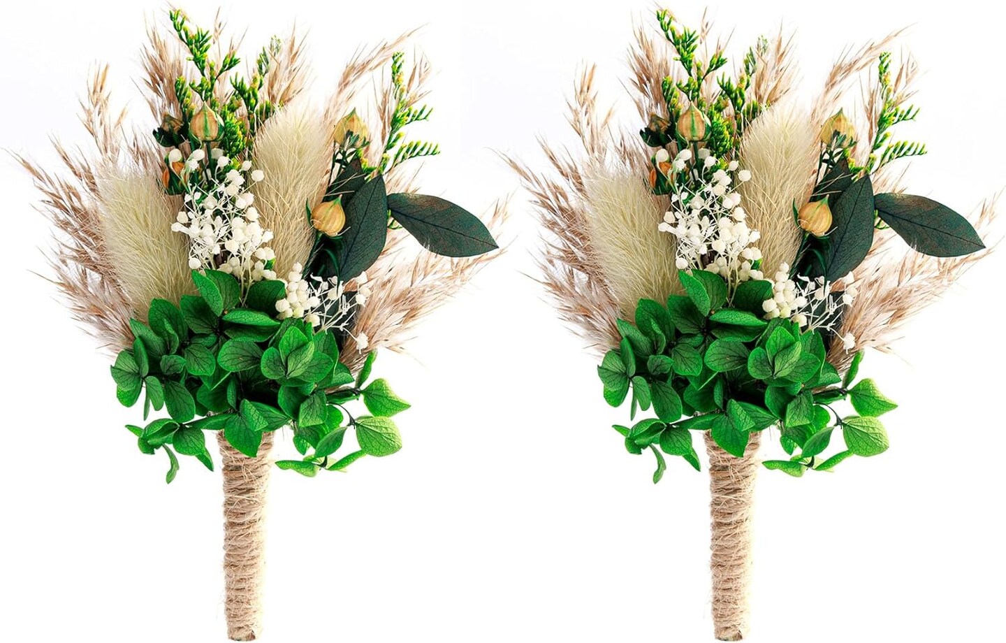 Set of 6 Natural Dried Flower Boutonnieres for Men, Boho Weddings and Formal Events