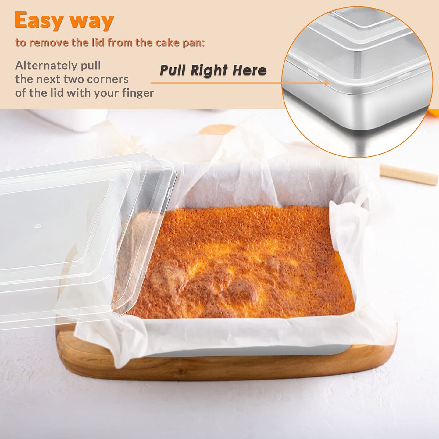 4 Pieces 8 x 8-Inch Baking Pan with lid, Square Cake Brownie Baking Pans Stainless Steel Bakeware Set of 2, Non-toxic &#x26; Healthy, Easy Clean &#x26; Dishwasher Safe - (2 Pans + 2 Lids)
