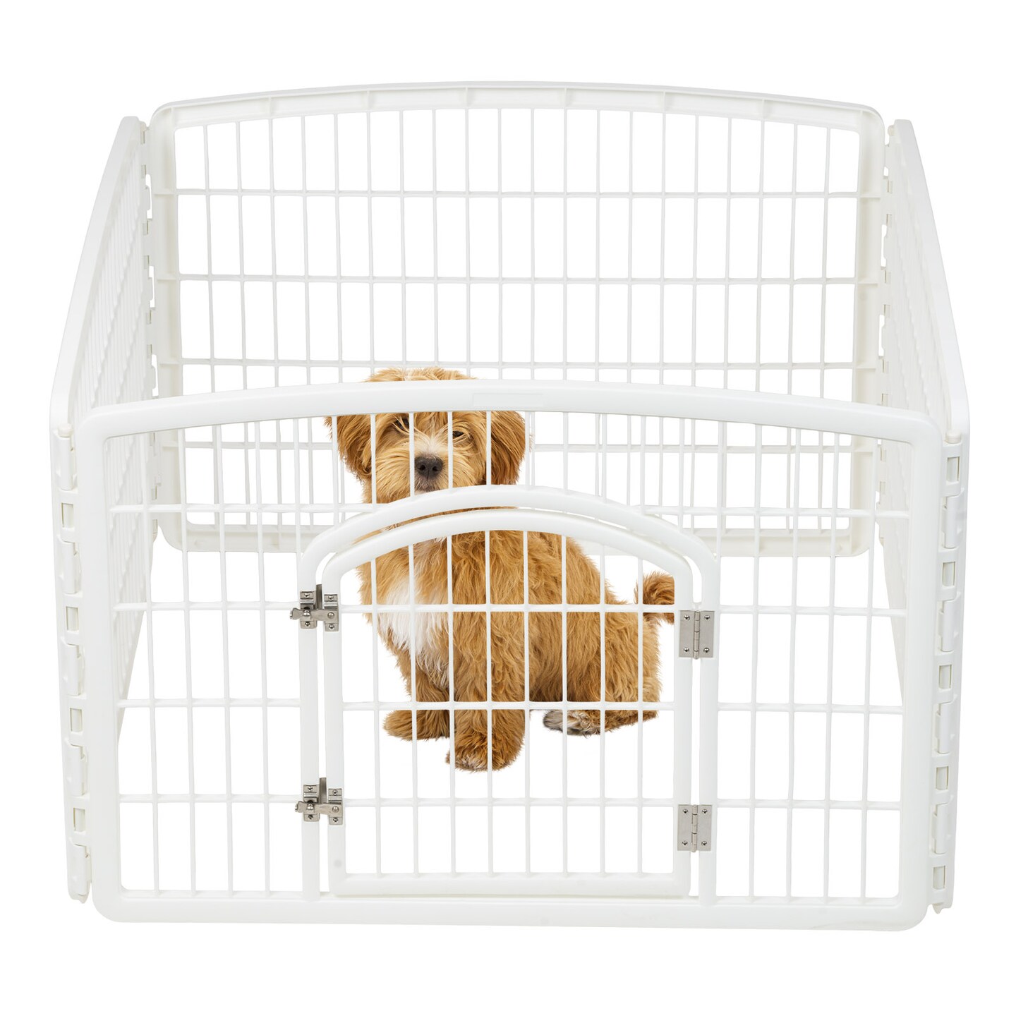 IRIS USA 24&#x22; Exercise 4-Panel Pet Playpen with Door, Gray