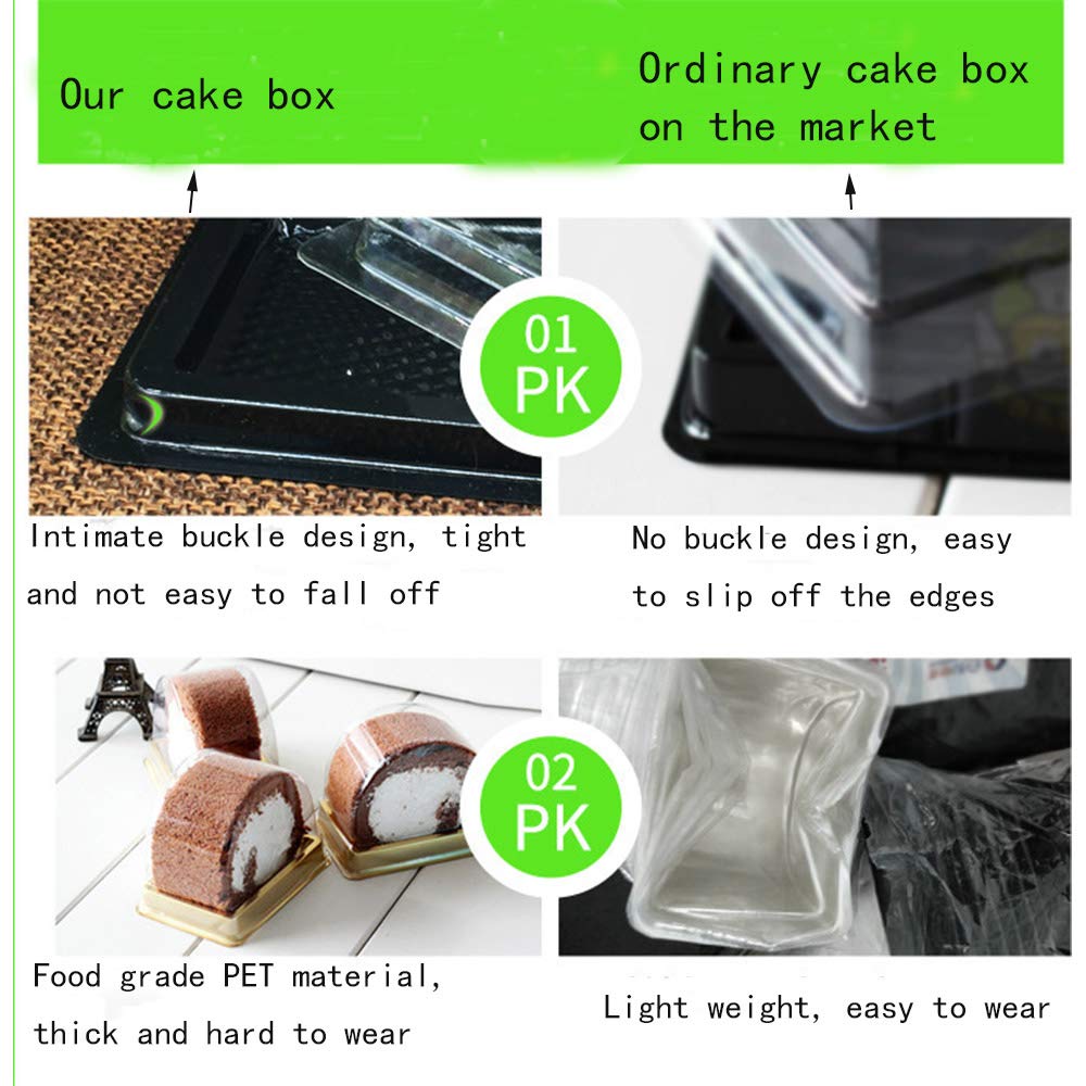 50 Pieces Roll Cake Box Set Single Personal Swiss Roll Container with Clear Dome Plastic Muffin Cheese Pastry Dessert Sushi Fruits Display Food Storage Holder(3.15"x2.17"x2.75")