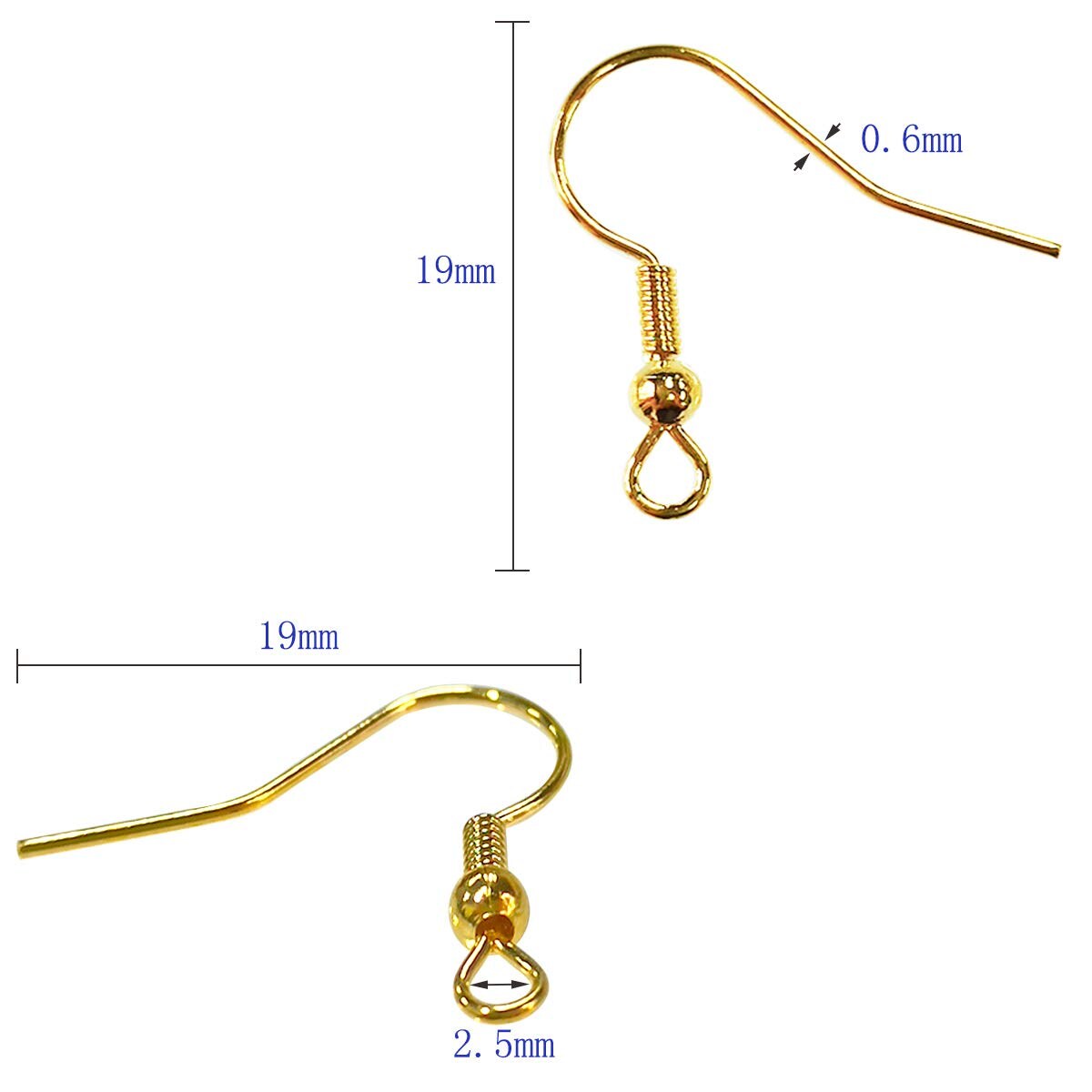 120 Pieces Earring Hooks with Ball and Coil, Hypo Allergenic Plated Gold Ear Wires with Transparent Storage Box, for DIY Jewelry Making