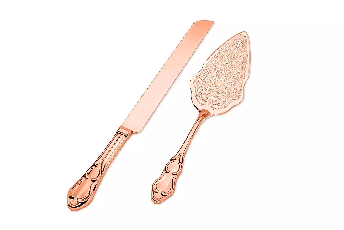 Strova Rose Gold Wedding Cake Knife and Server Set | Vintage Bride Utensils