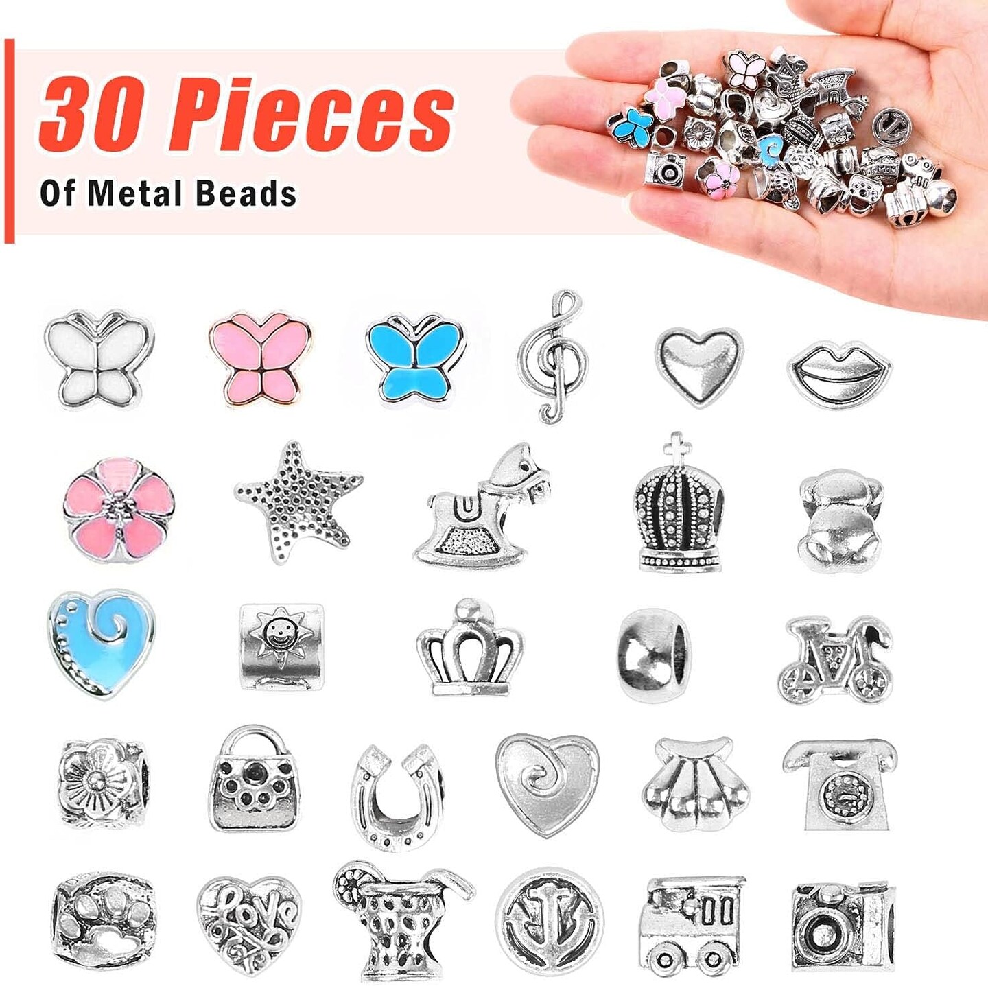 Bracelet Making Kit for Girls, 85Pcs Charm Bracelets Kit with Beads, Jewelry Charms, Bracelets for DIY Craft, Jewelry Gift for Teen Girls