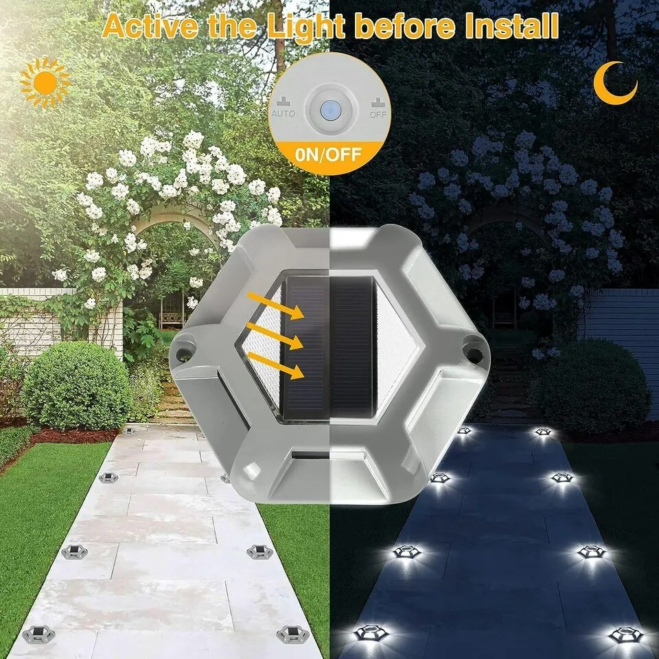 T-SUN 4Pcs Solar Deck Lights Outdoor Dock Driveway Pathway Garden LED Lights