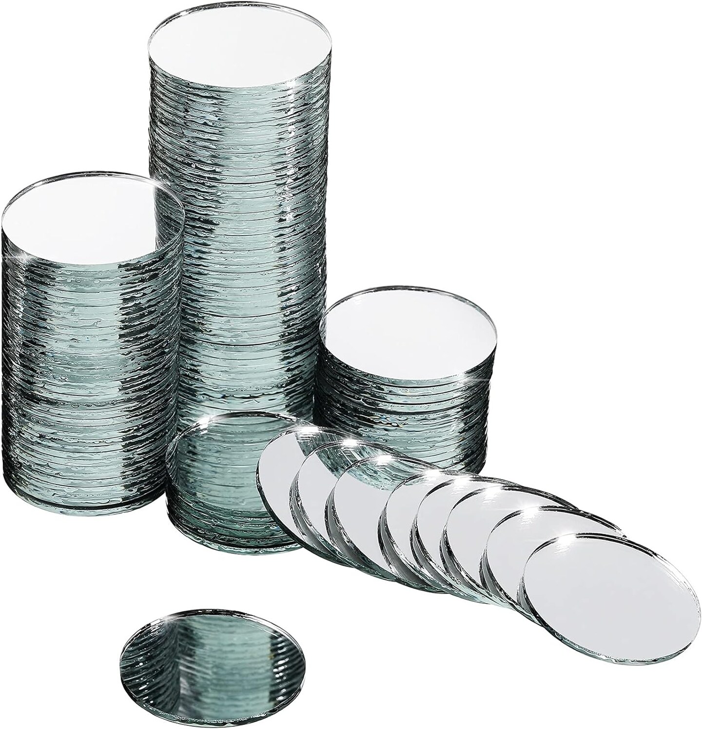 120 Pieces 1 Inch Small Round Glass Mirrors Circle Glass Mirror Tiles Round Craft Mirror Pieces for Arts and Crafts Projects, Traveling, Framing, Decoration