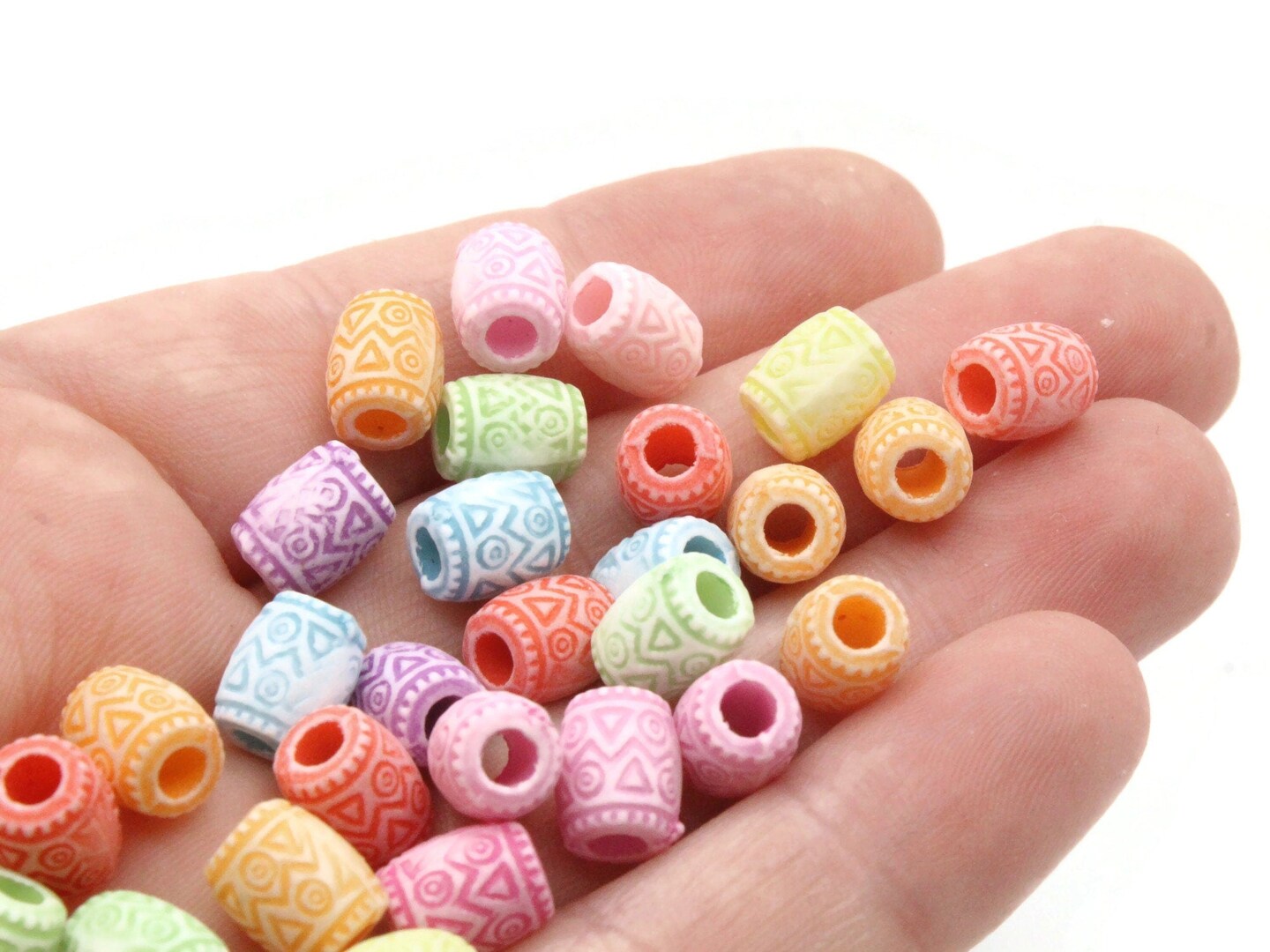 100 15mm Large Hole Mixed Color Plastic Tube Beads